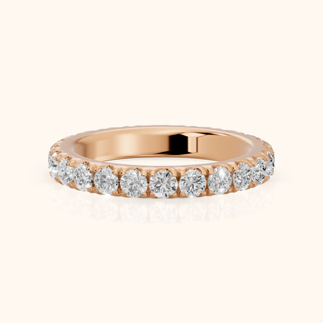 Ramona Shared Prong Round Diamond Eternity Band in Rose Gold — view 2