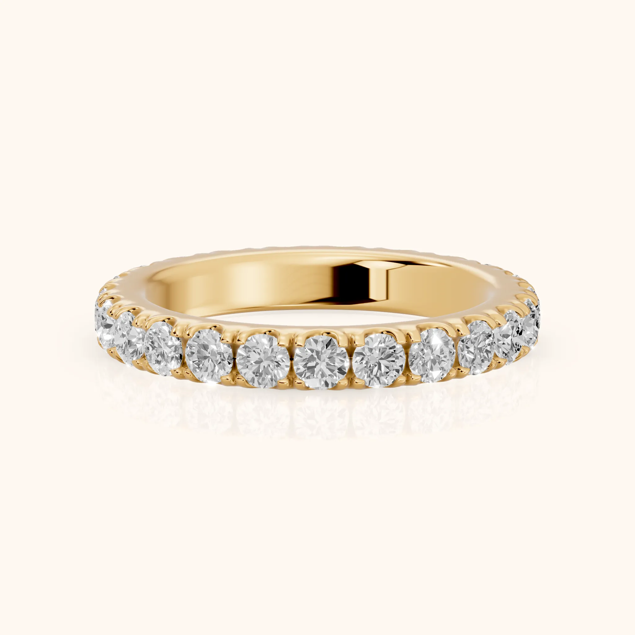 Ramona Shared Prong Round Diamond Eternity Band in Yellow Gold — view 1