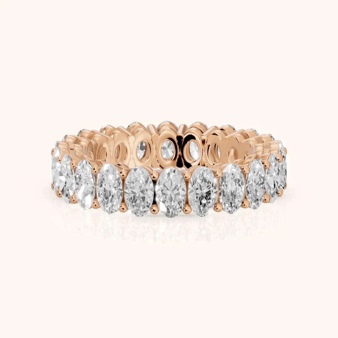 Renata Shared Prong Oval Diamond Eternity Band in Rose Gold — view 2