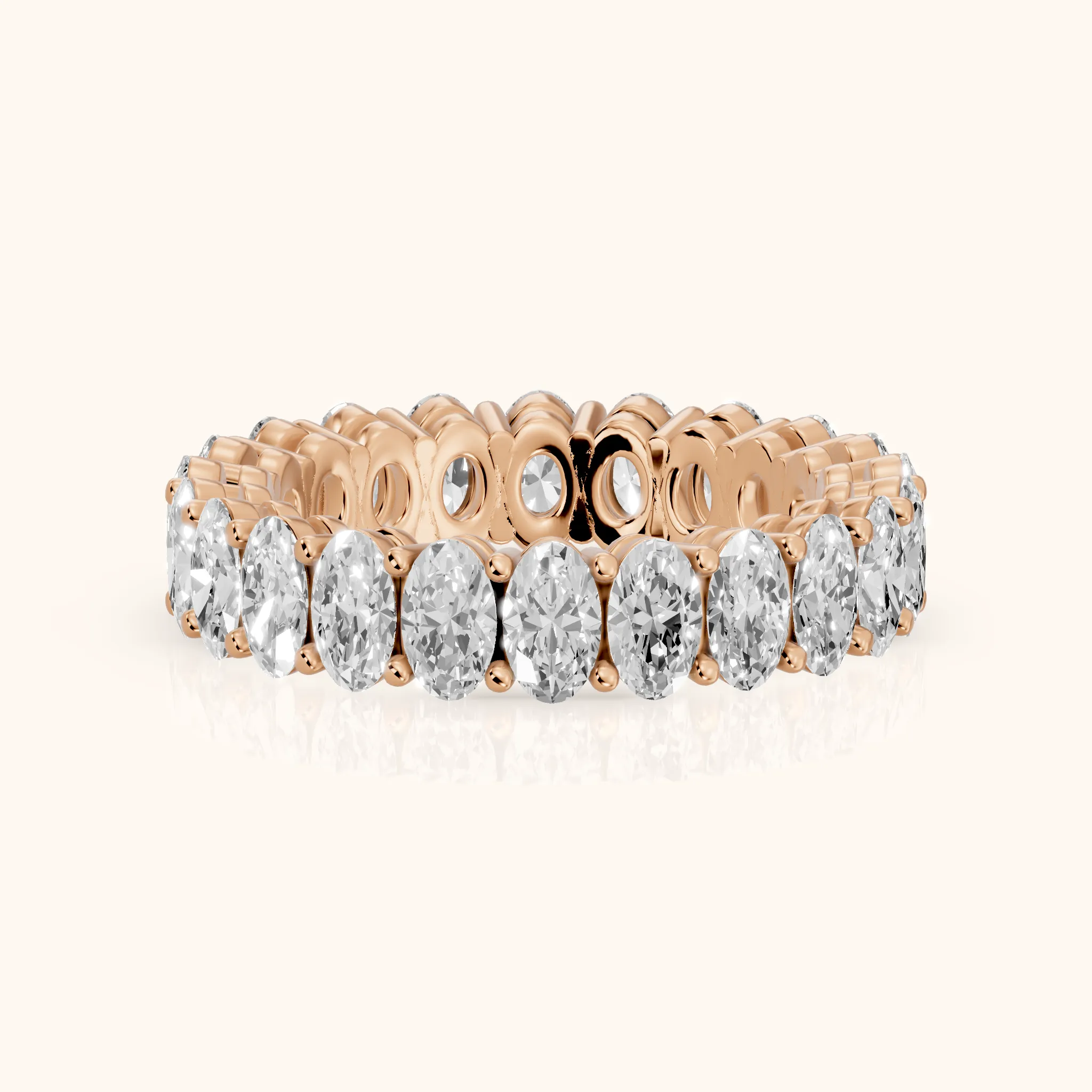 Renata Shared Prong Oval Diamond Eternity Band in Rose Gold — view 1