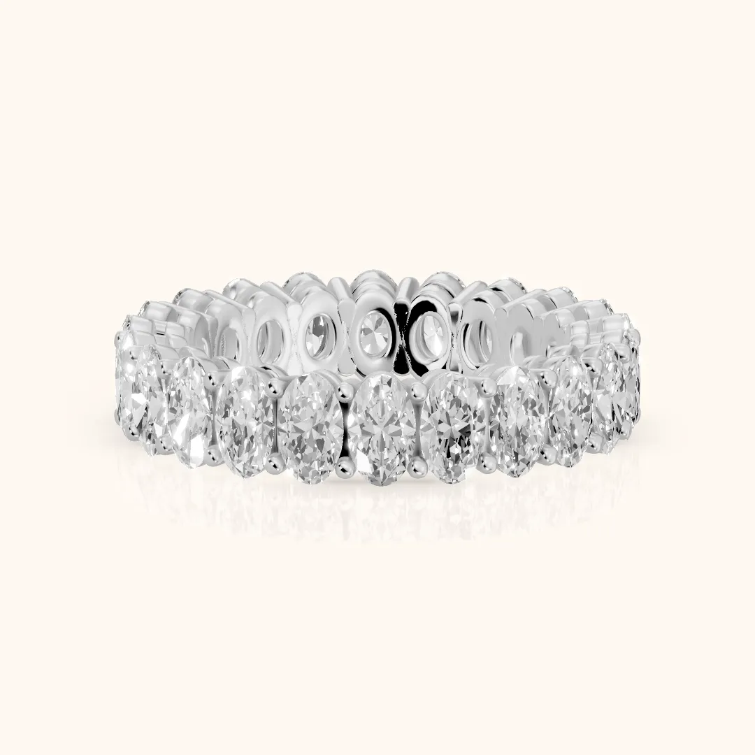 Renata Shared Prong Oval Diamond Eternity Band in Silver — view 2