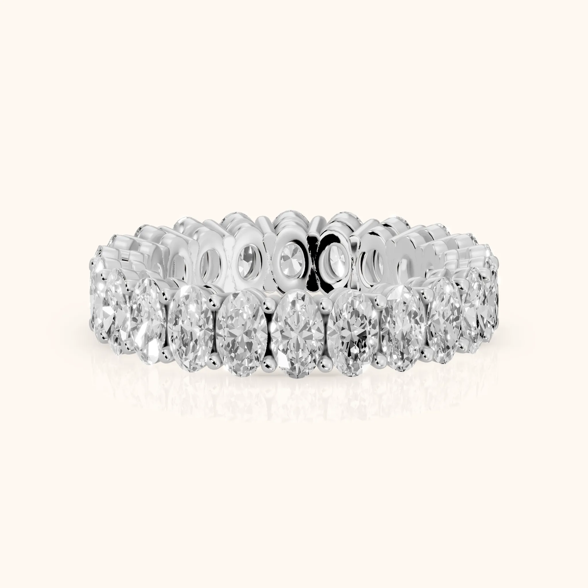 Renata Shared Prong Oval Diamond Eternity Band in Silver — view 1