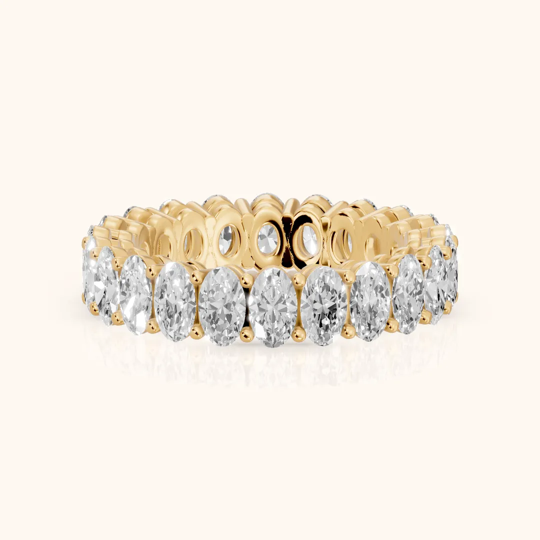 Renata Shared Prong Oval Diamond Eternity Band in Yellow Gold — view 2