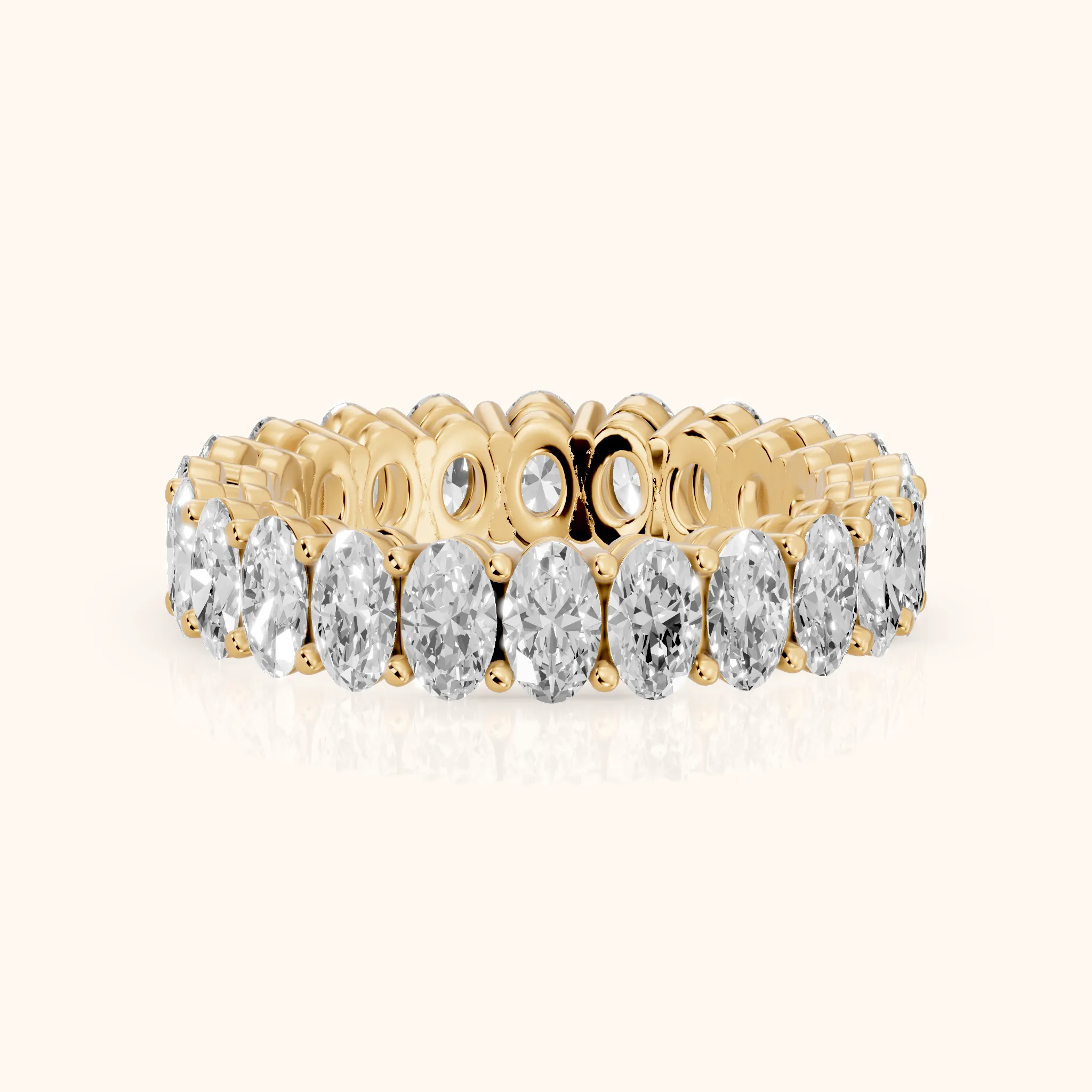 Renata Shared Prong Oval Diamond Eternity Band in Yellow Gold — view 1