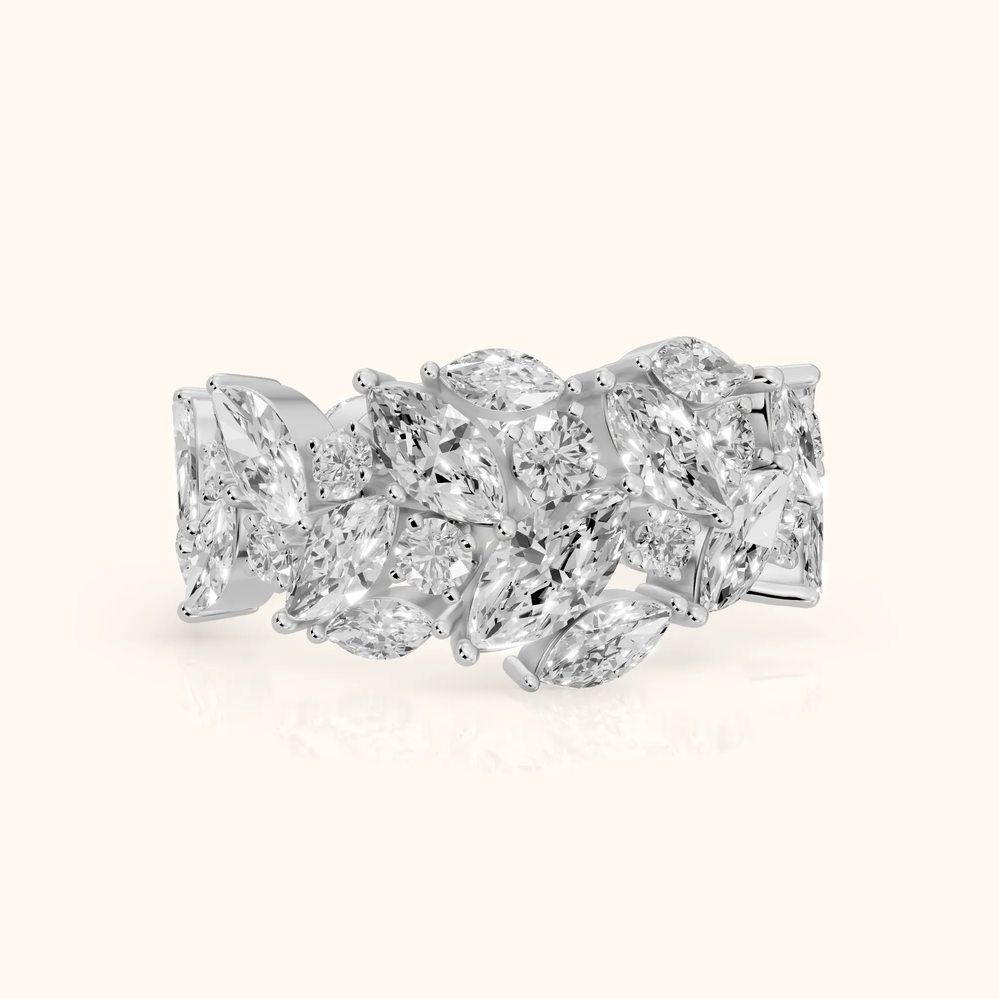 Romina Eternity Marquise & Round Diamond Anniversary Ring in White Gold — view 1