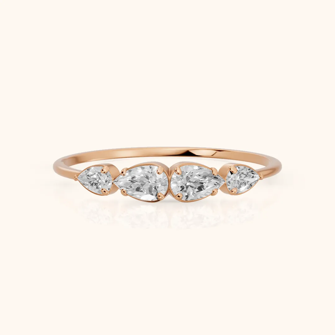 Samara Petite Pear Diamond Wedding Band in Rose Gold — view 2