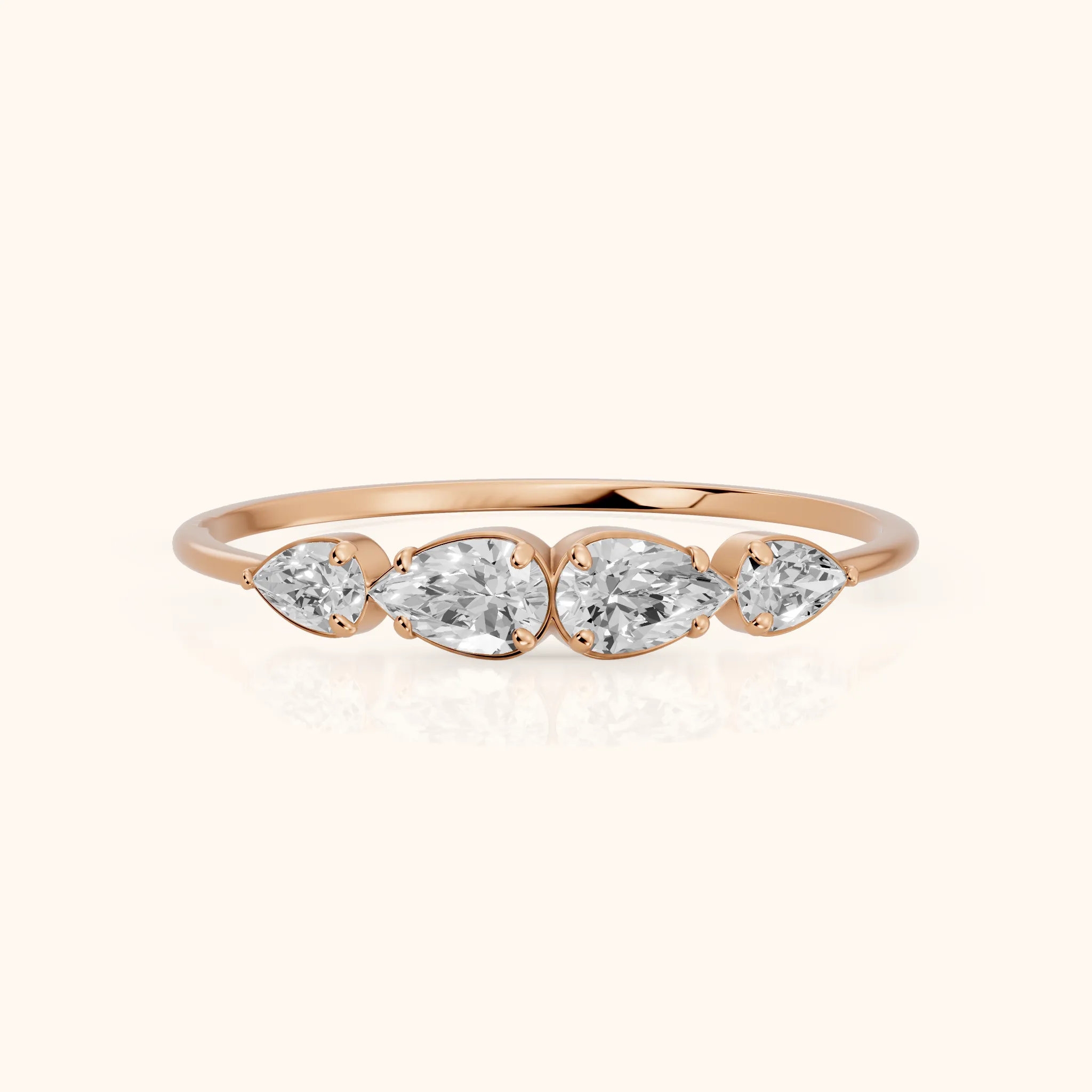 Samara Petite Pear Diamond Wedding Band in Rose Gold — view 1