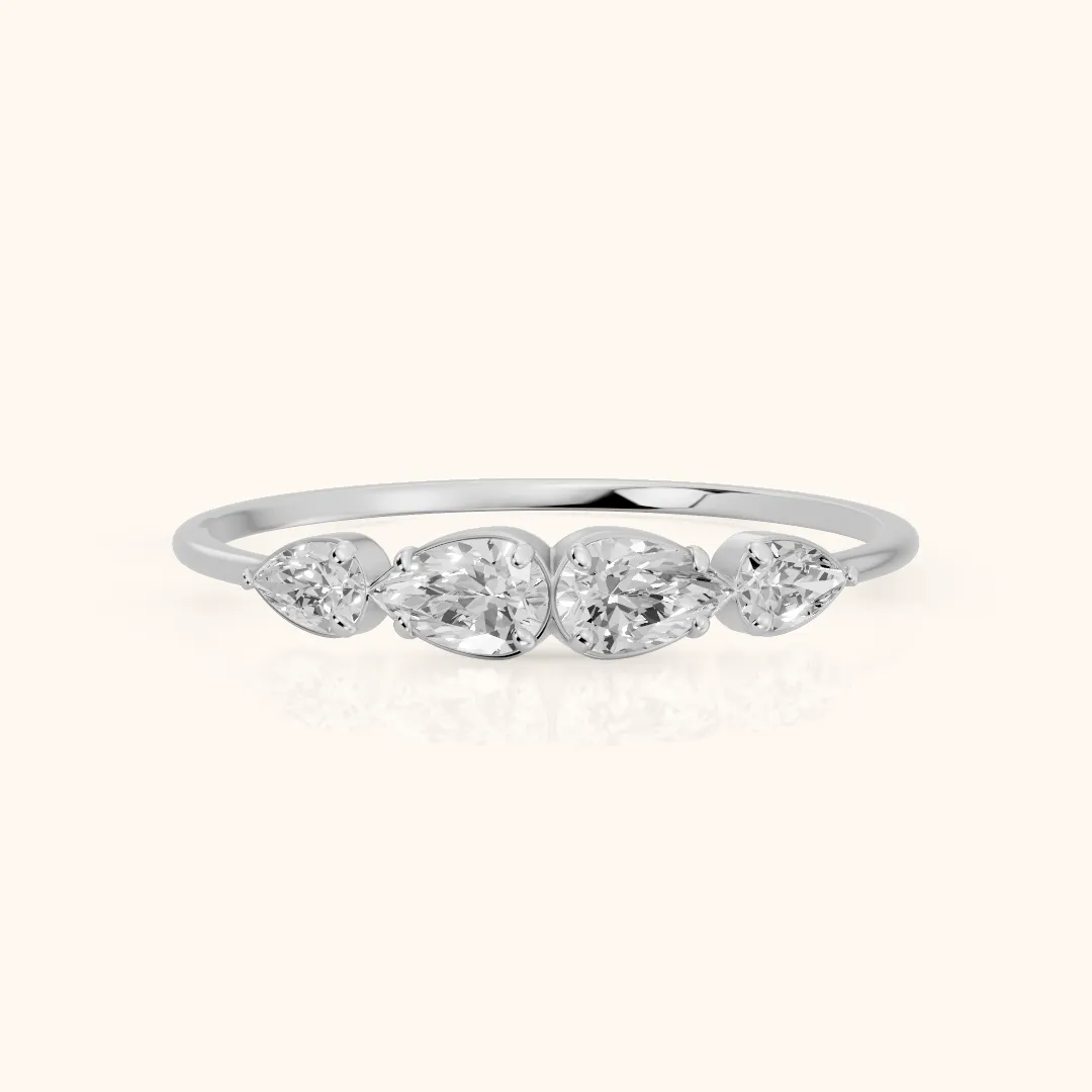 Samara Petite Pear Diamond Wedding Band in Silver — view 2
