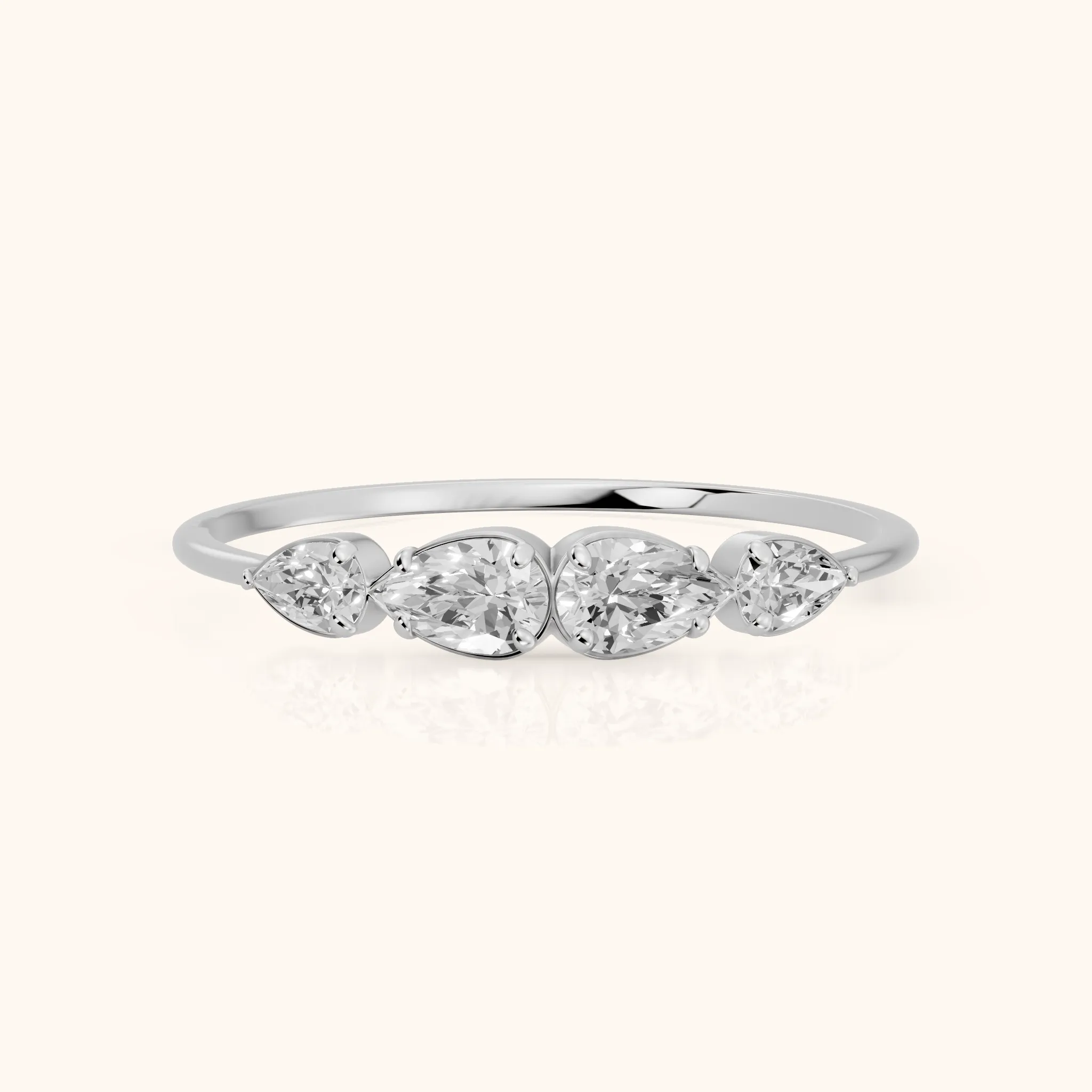 Samara Petite Pear Diamond Wedding Band in Silver — view 1