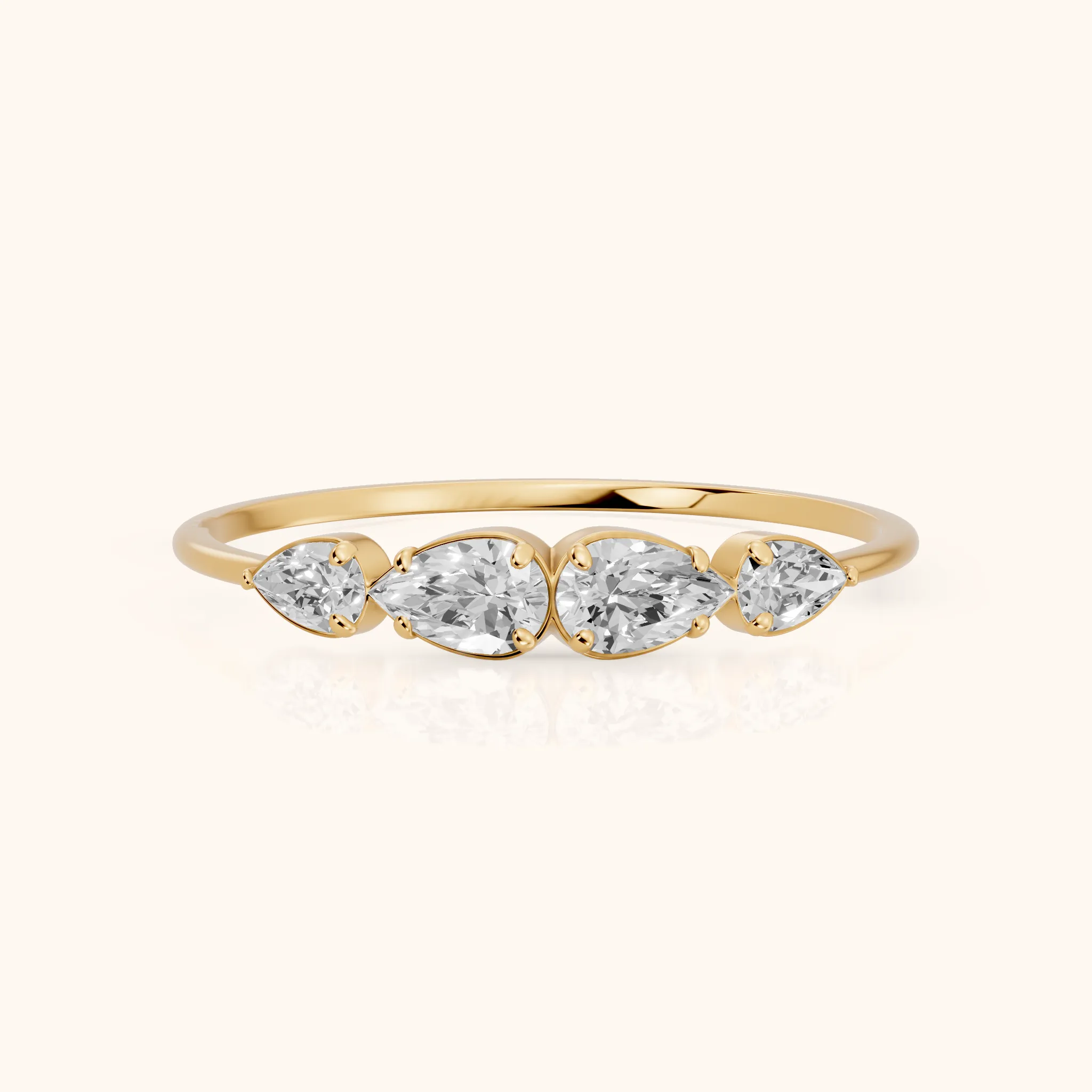 Samara Petite Pear Diamond Wedding Band in Yellow Gold — view 1