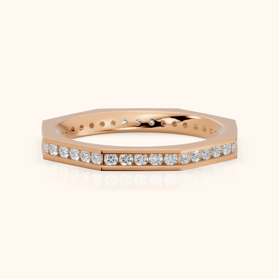 Sasha Channel Set Round Diamond Eternity Band in Rose Gold — view 2