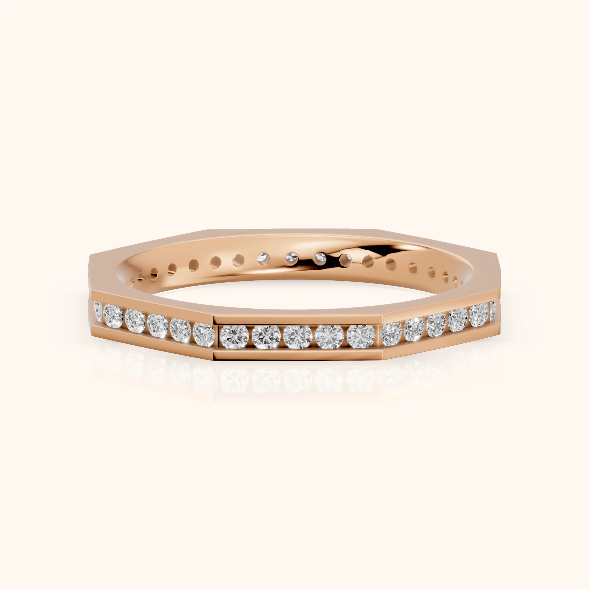 Sasha Channel Set Round Diamond Eternity Band in Rose Gold — view 1