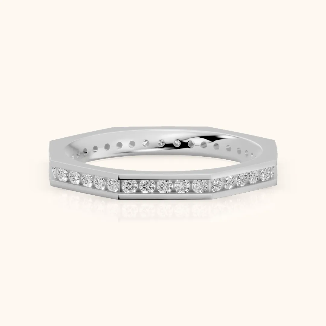 Sasha Channel Set Round Diamond Eternity Band in Silver — view 2