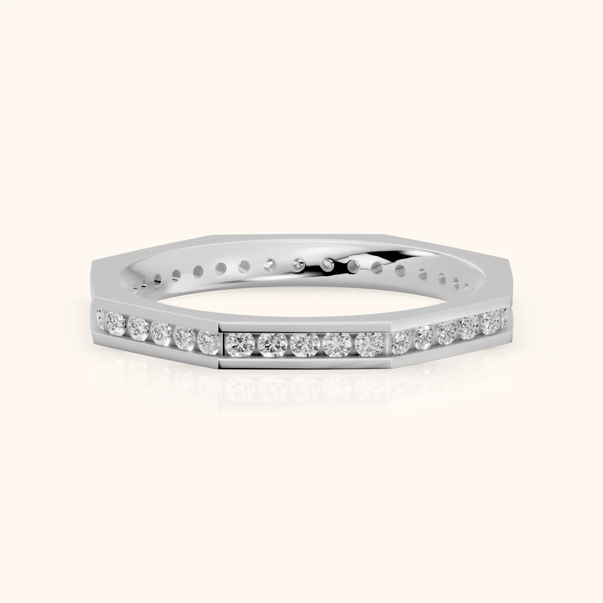 Sasha Channel Set Round Diamond Eternity Band in Silver — view 1