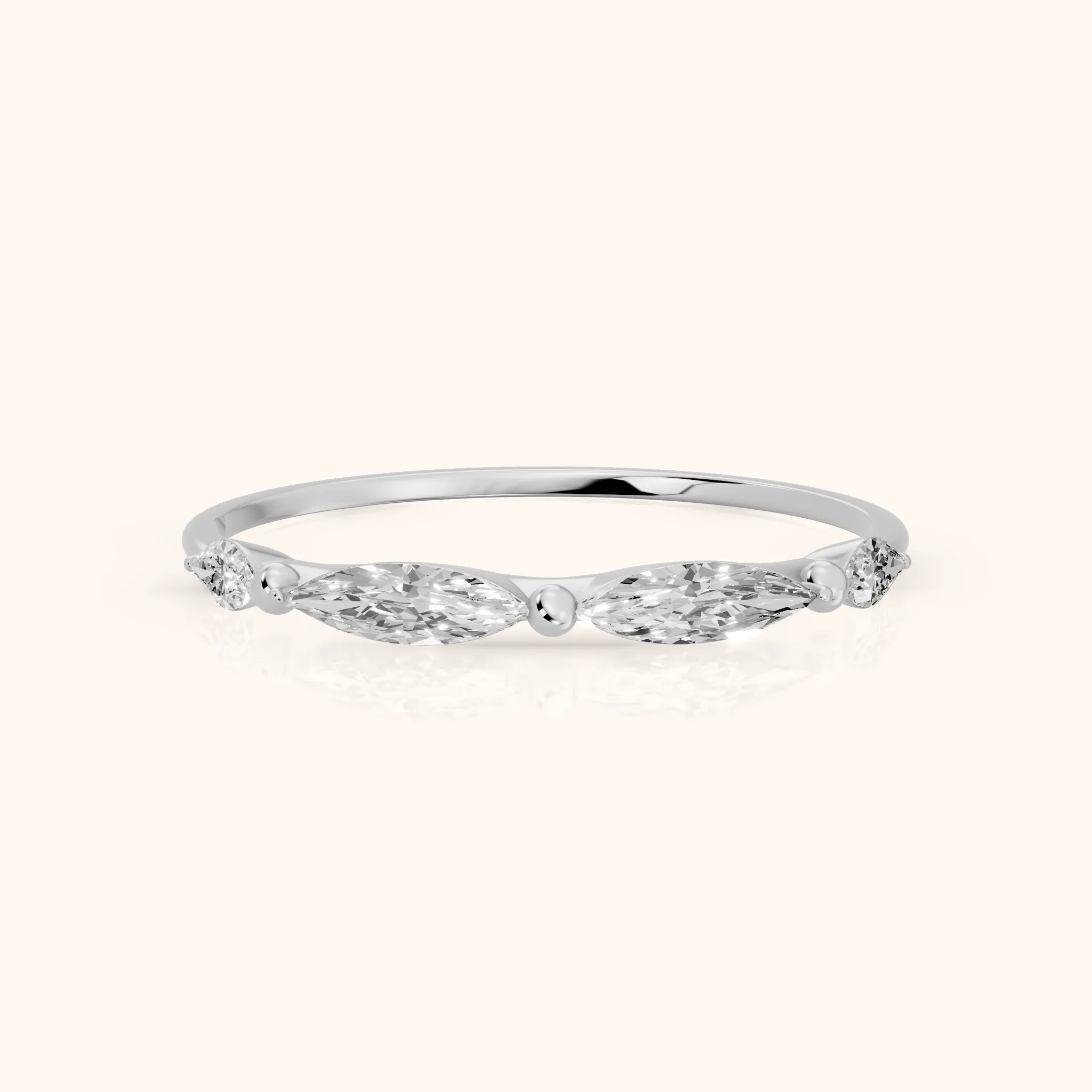 Simona Petite Marquise Diamond Wedding Band in Silver — view 1