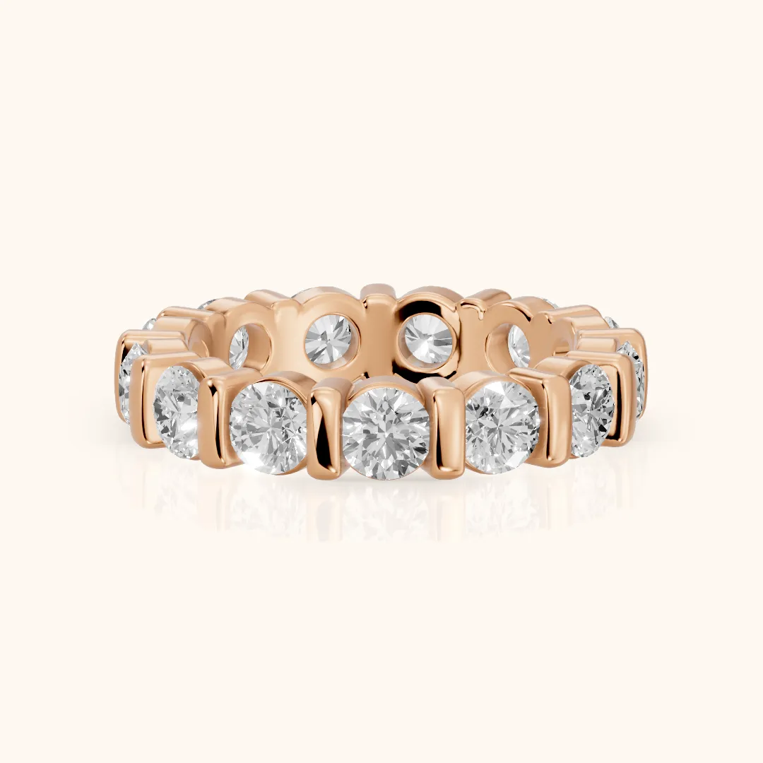 Allegra Bar Set Round Diamond Eternity Band in Rose Gold — view 2