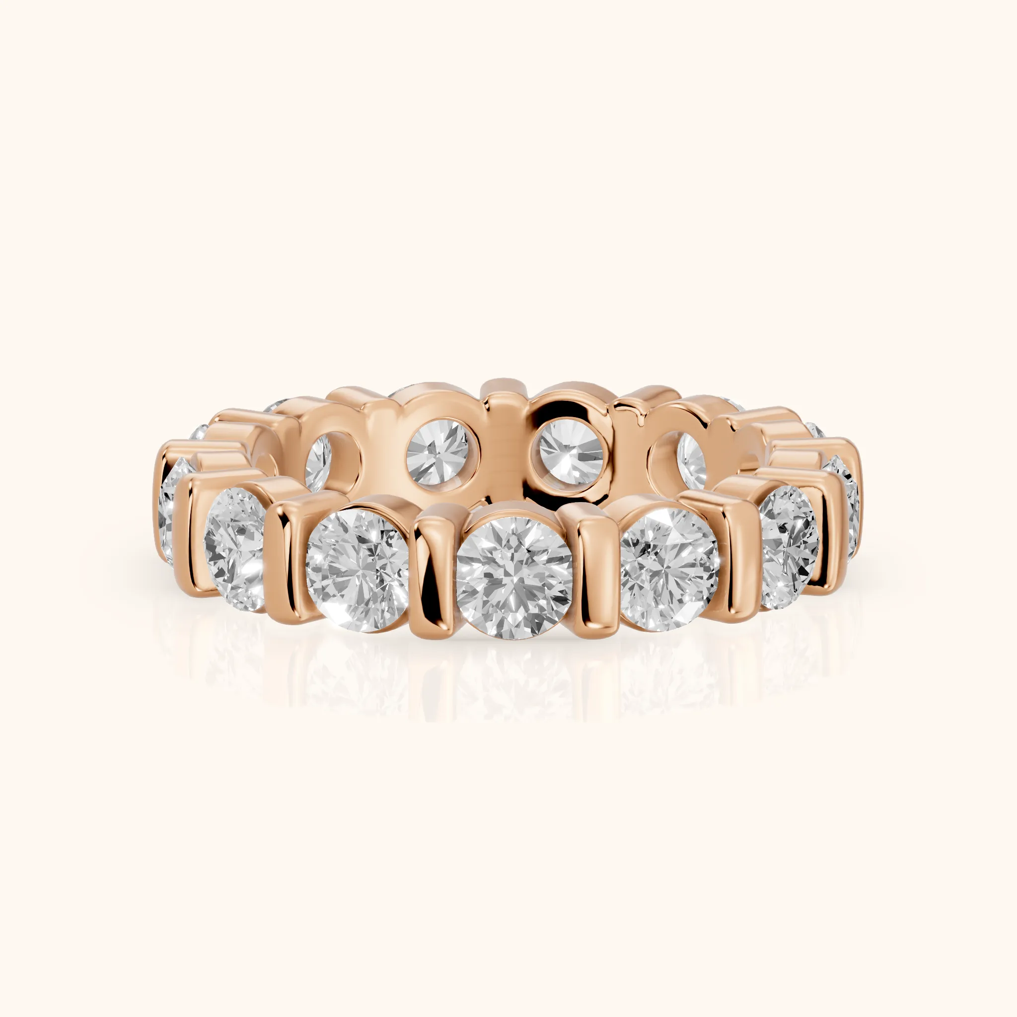 Allegra Bar Set Round Diamond Eternity Band in Rose Gold — view 1
