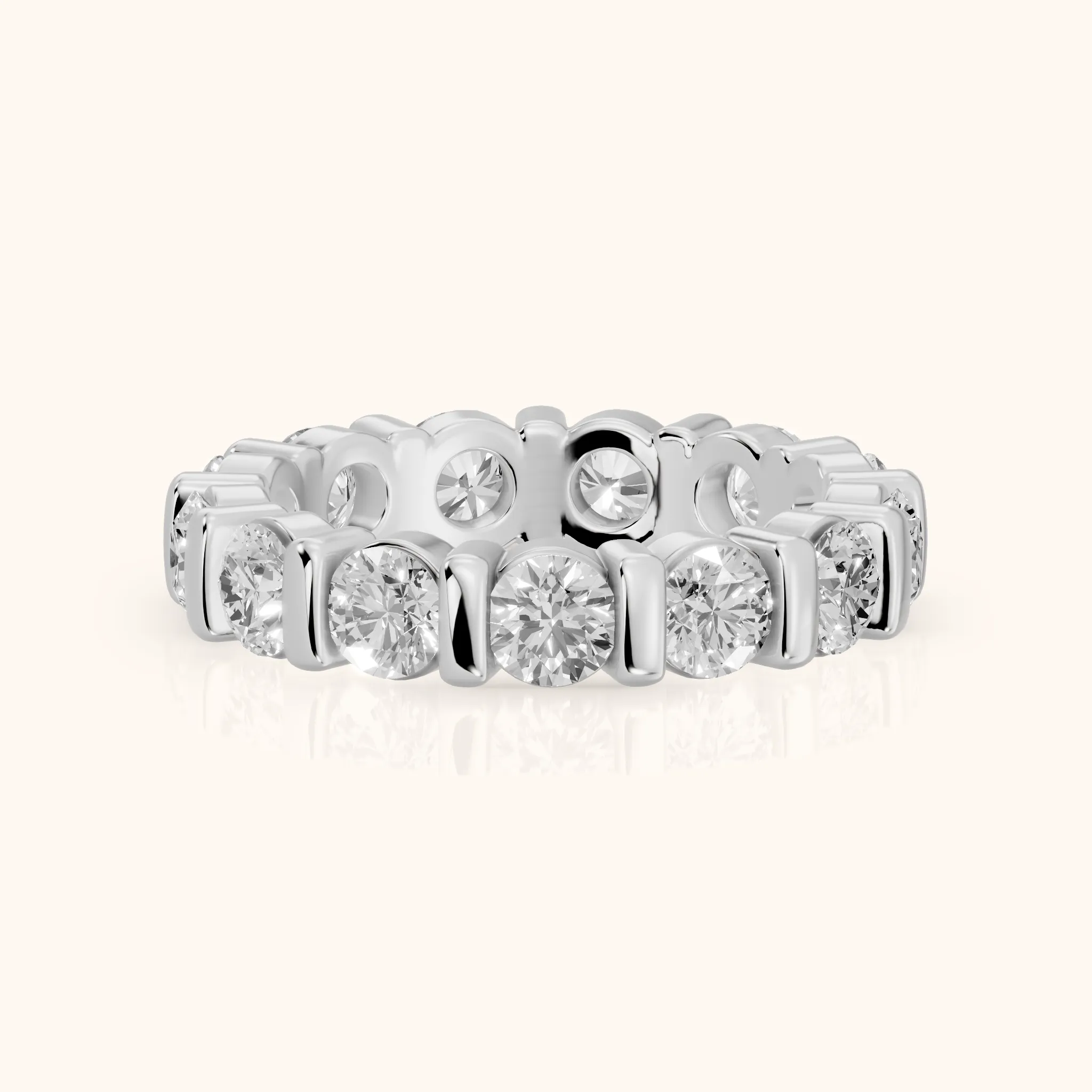 Allegra Bar Set Round Diamond Eternity Band in Silver — view 1
