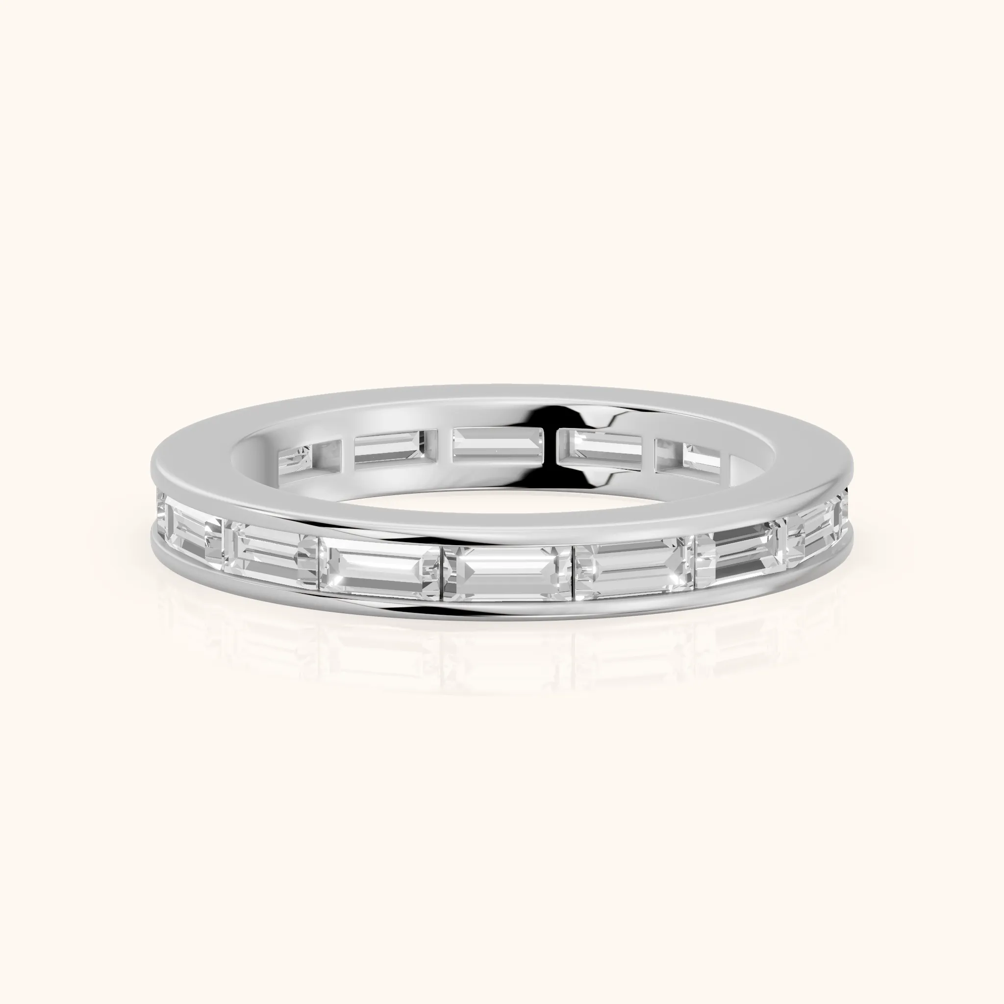 Marisol Channel Set Baguette Diamond Eternity Band in Silver — view 1