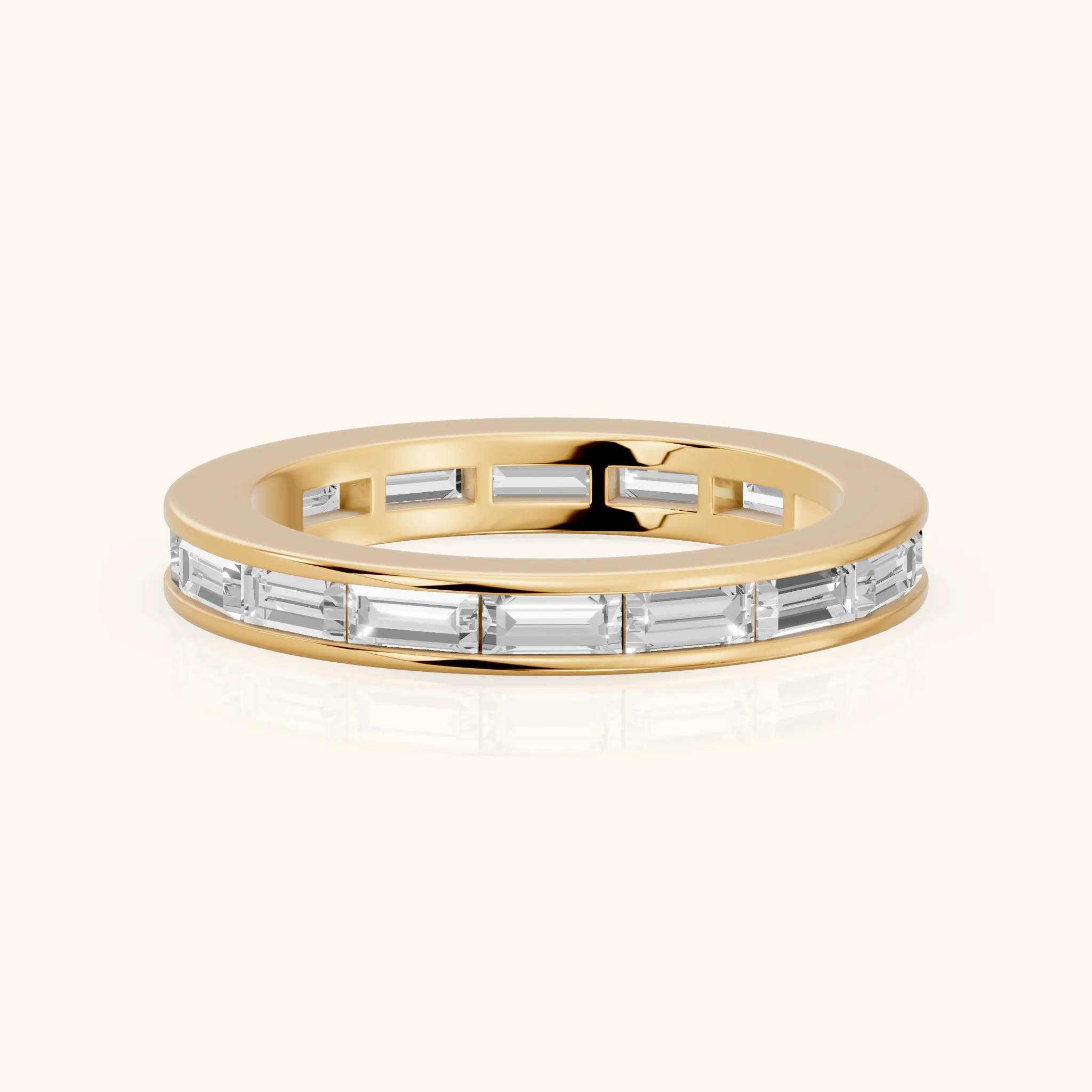 Marisol Channel Set Baguette Diamond Eternity Band in Yellow Gold — view 1