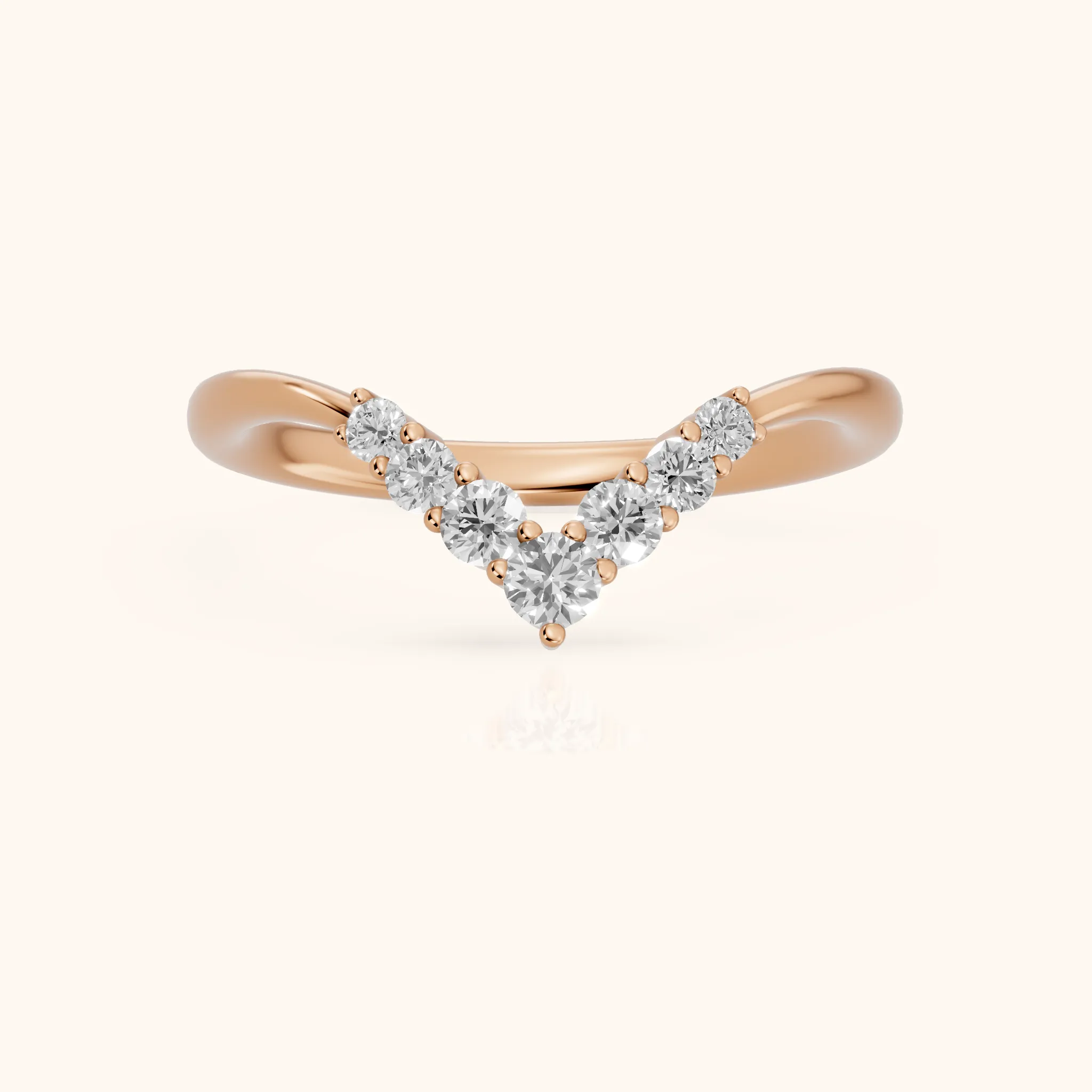 Simone Curved Round Diamond Wedding Band in Rose Gold — view 1