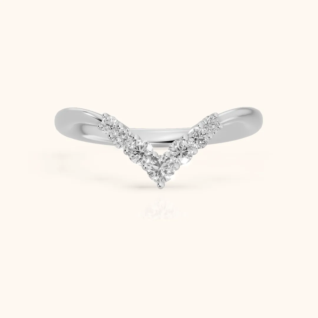 Simone Curved Round Diamond Wedding Band in Silver — view 2