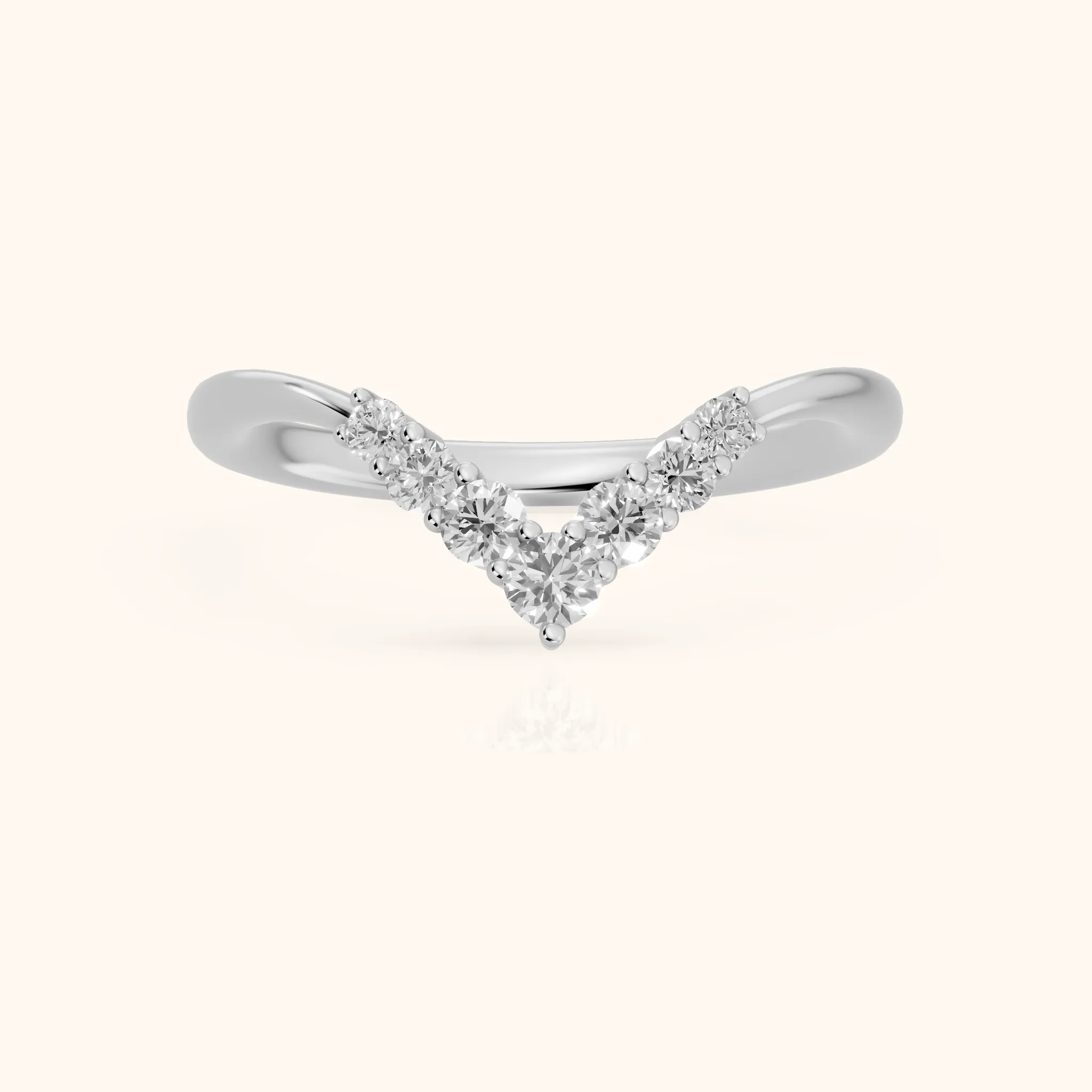 Simone Curved Round Diamond Wedding Band in Silver — view 1