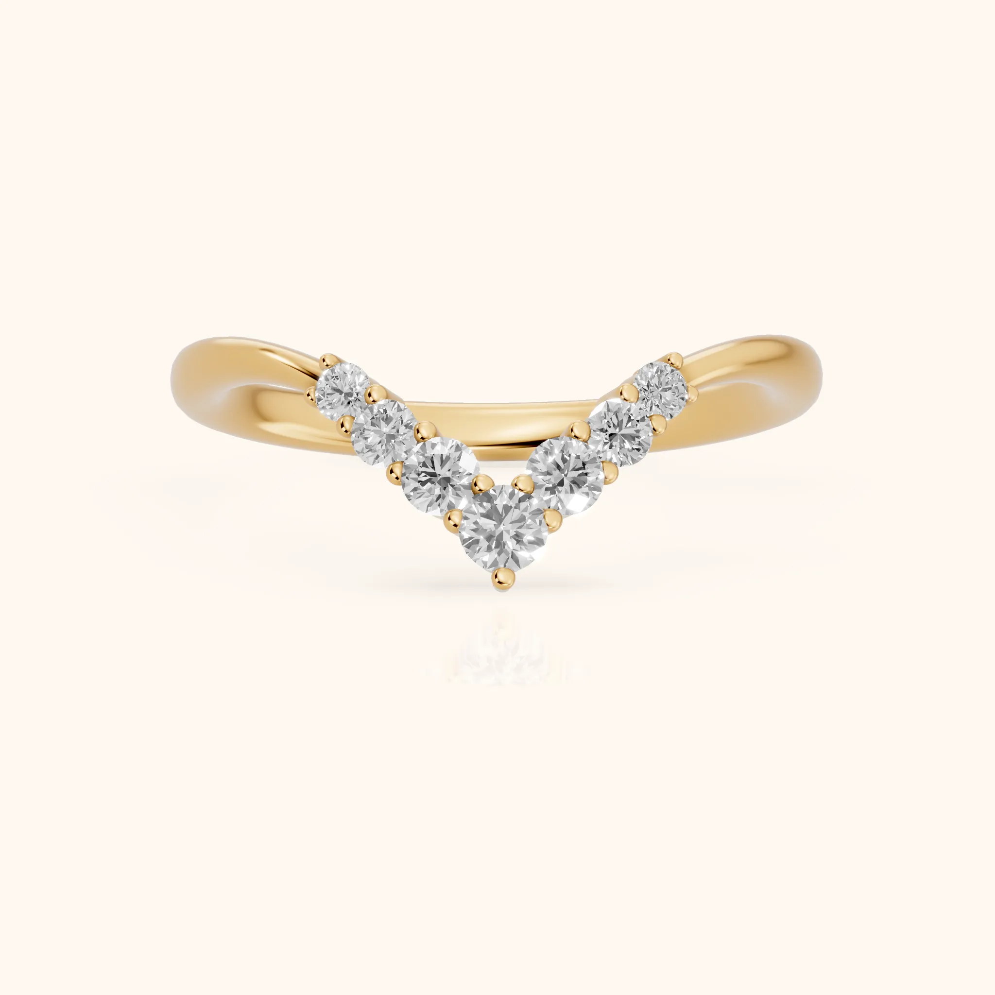 Simone Curved Round Diamond Wedding Band in Yellow Gold — view 1