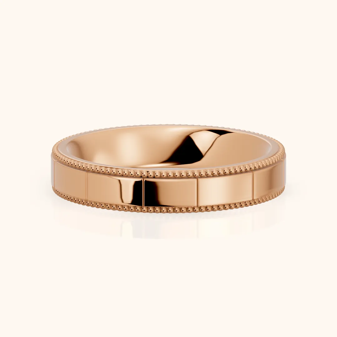 Sylvie Flat Milgrain Wedding Band in Rose Gold — view 2