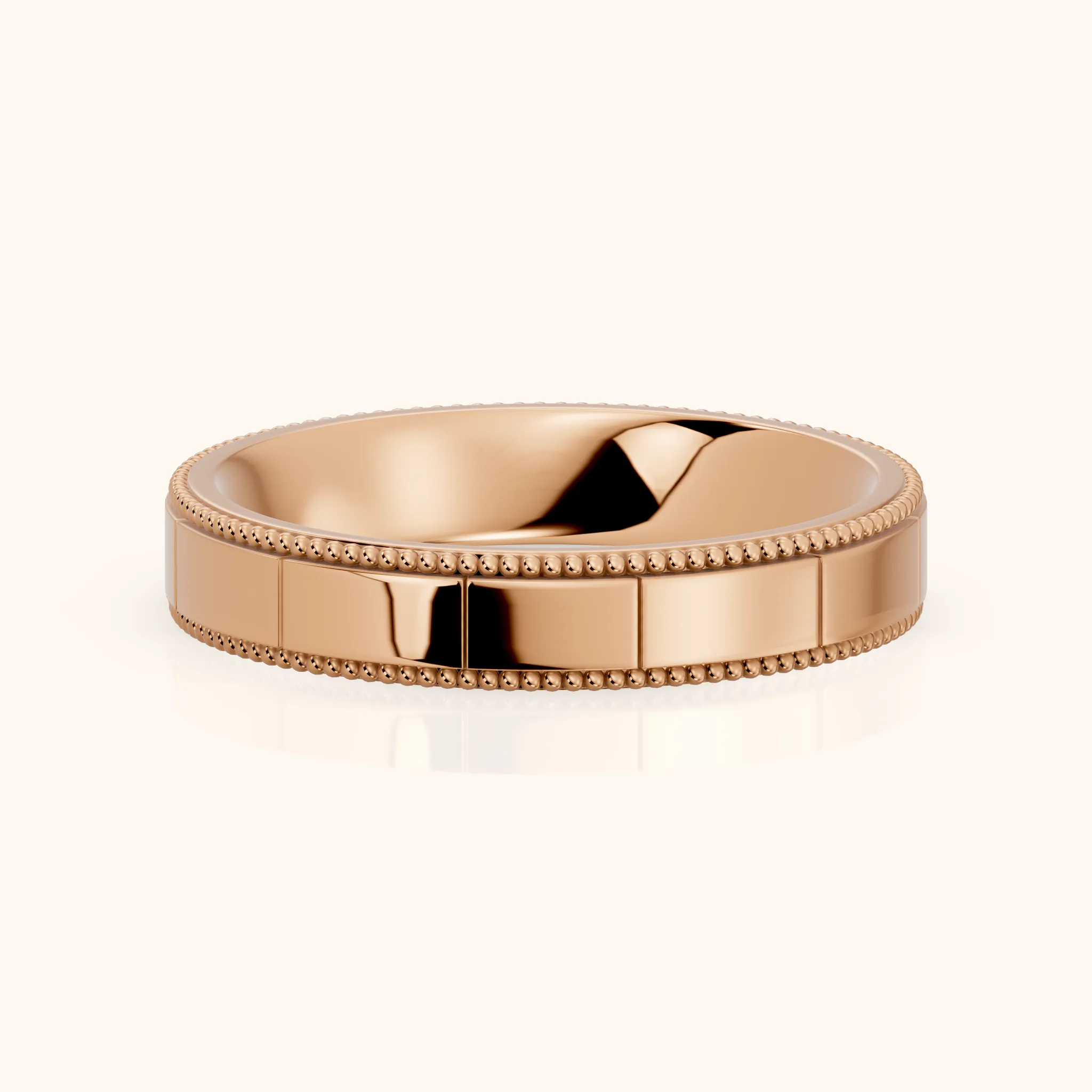 Sylvie Flat Milgrain Wedding Band in Rose Gold — view 1