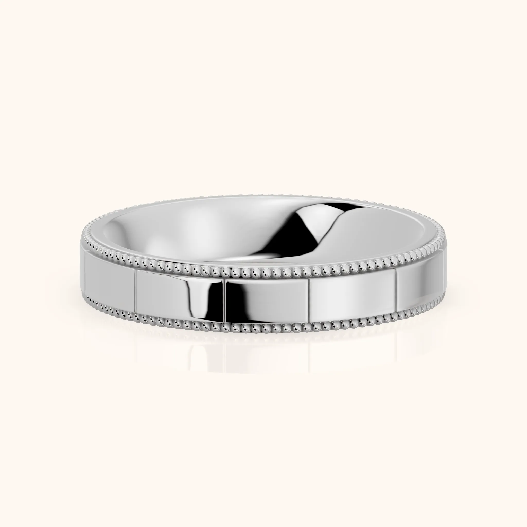 Sylvie Flat Milgrain Wedding Band in Silver — view 1