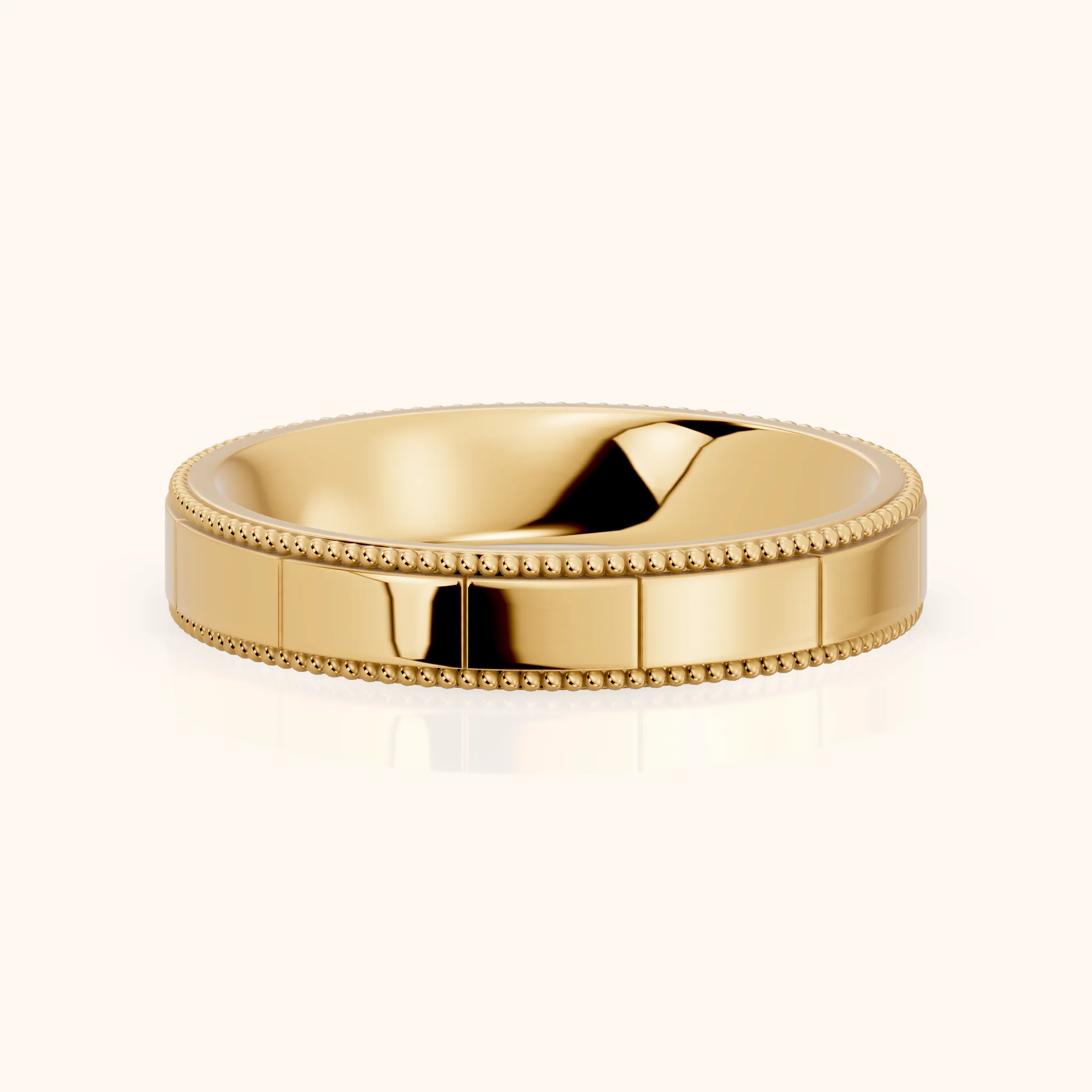 Sylvie Flat Milgrain Wedding Band in Yellow Gold — view 1