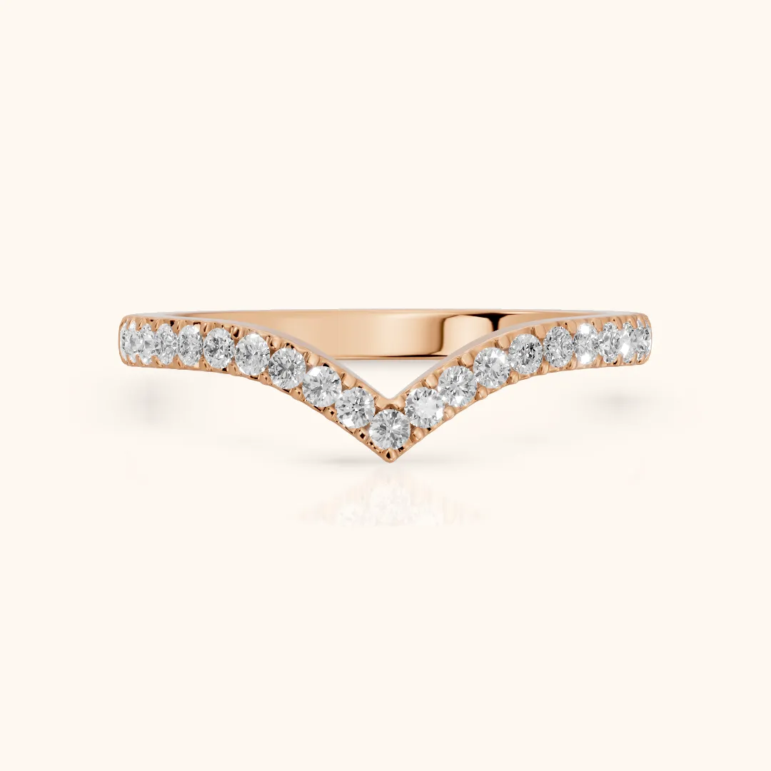 Amelie Curved Pavé Round Diamond Stackable Ring in Rose Gold — view 2