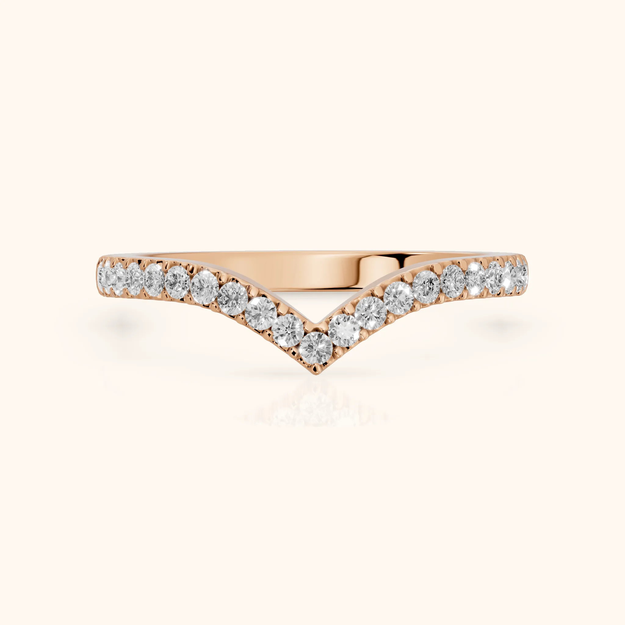 Amelie Curved Pavé Round Diamond Stackable Ring in Rose Gold — view 1