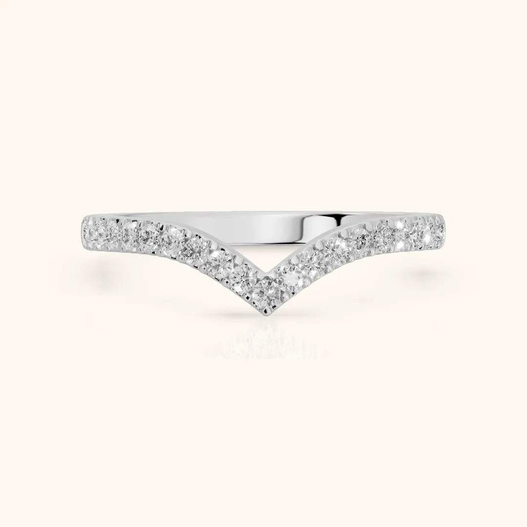 Amelie Curved Pavé Round Diamond Stackable Ring in Silver — view 2