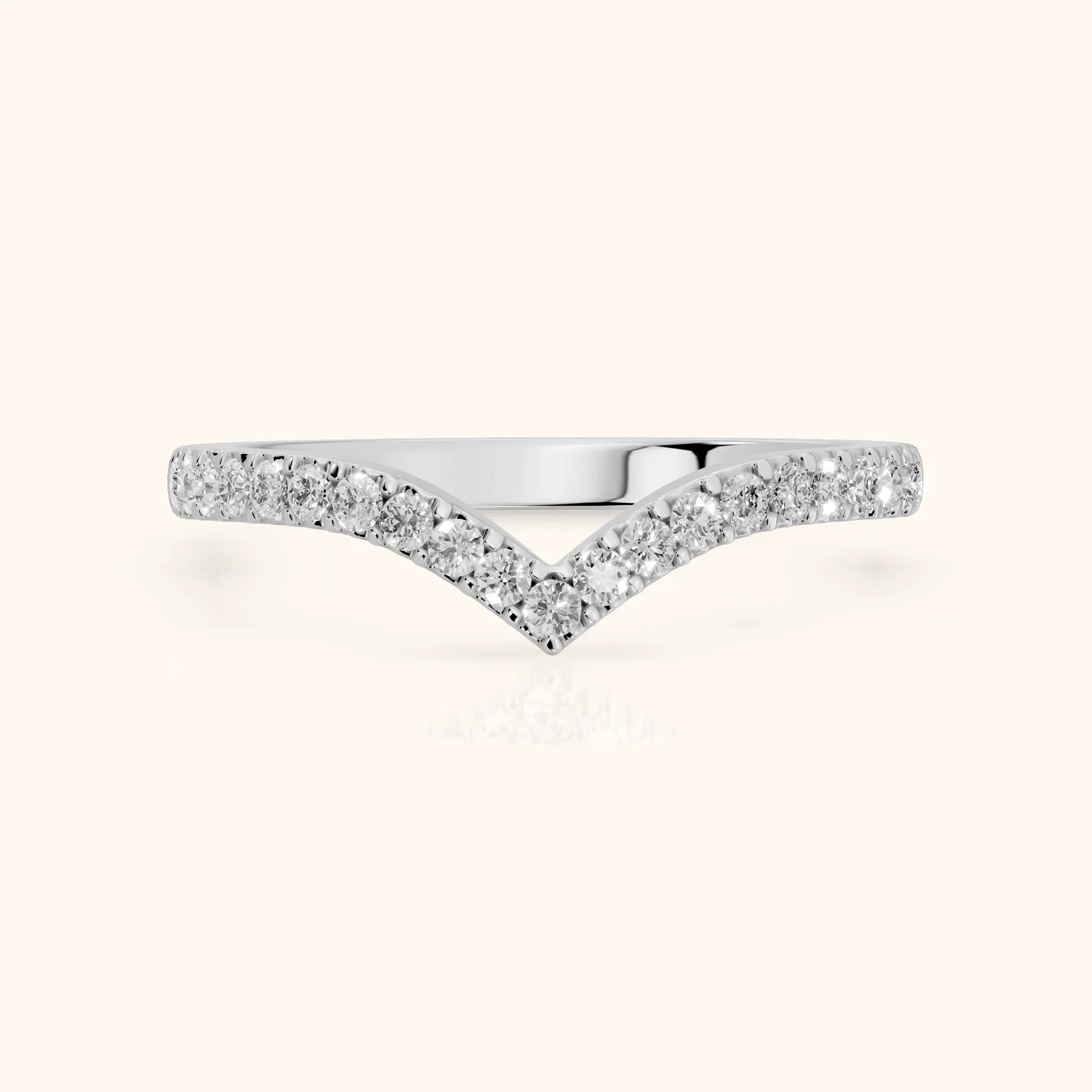 Amelie Curved Pavé Round Diamond Stackable Ring in Silver — view 1