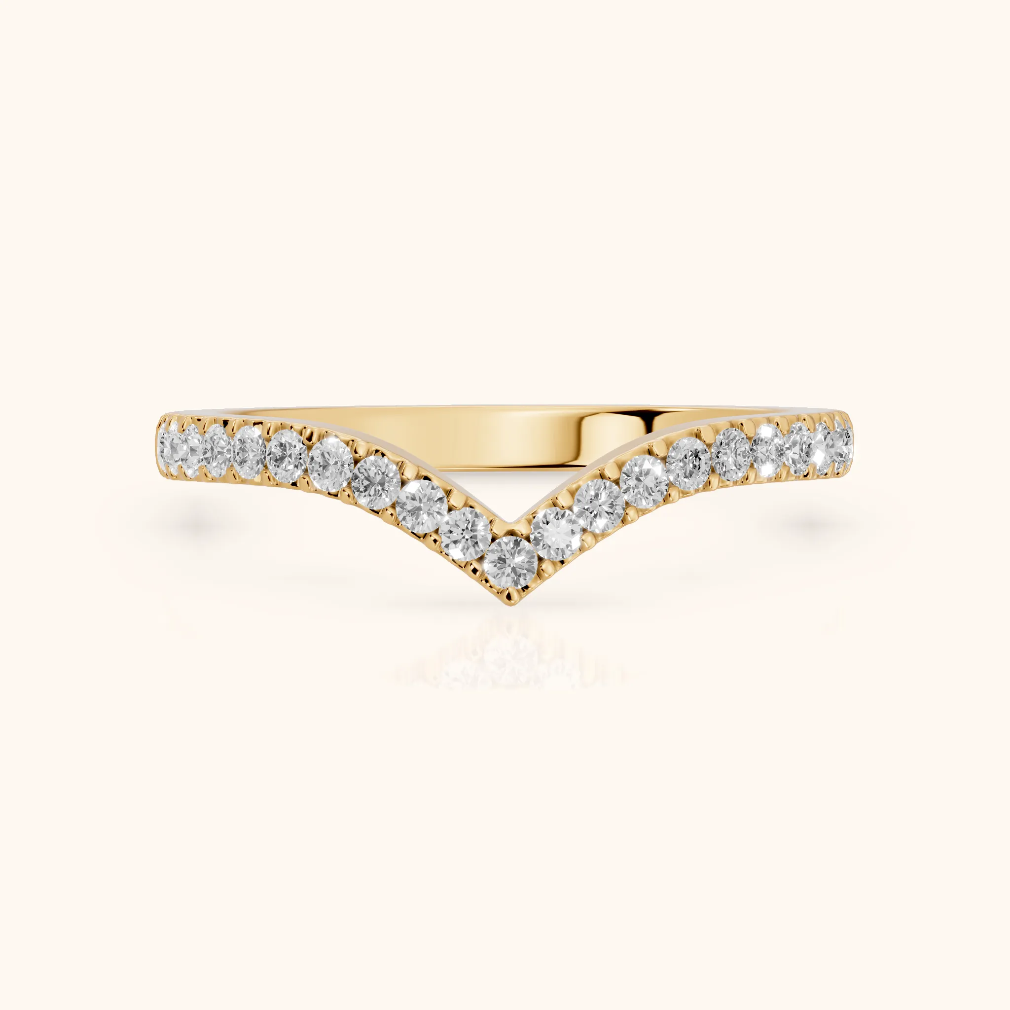 Amelie Curved Pavé Round Diamond Stackable Ring in Yellow Gold — view 1