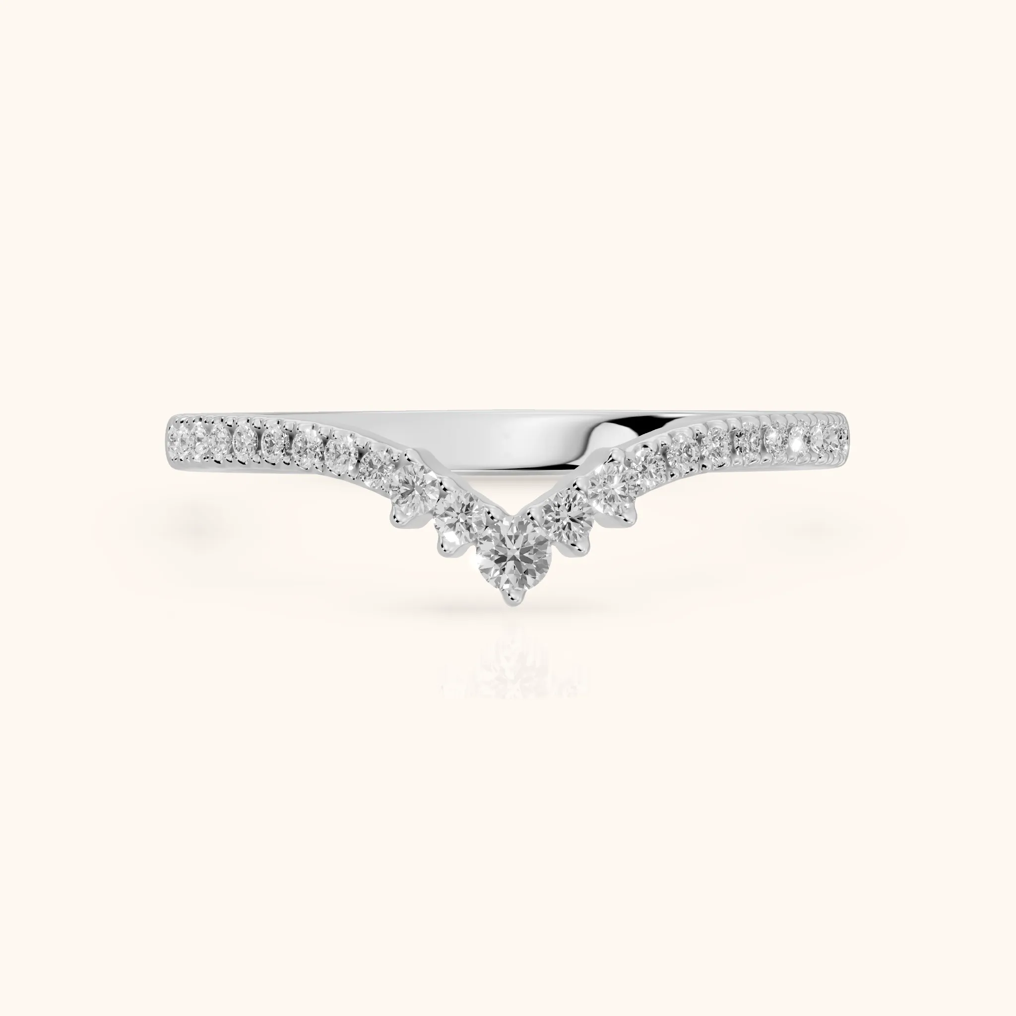 Colette Curved Riviera Round Diamond Wedding Band in Silver — view 1