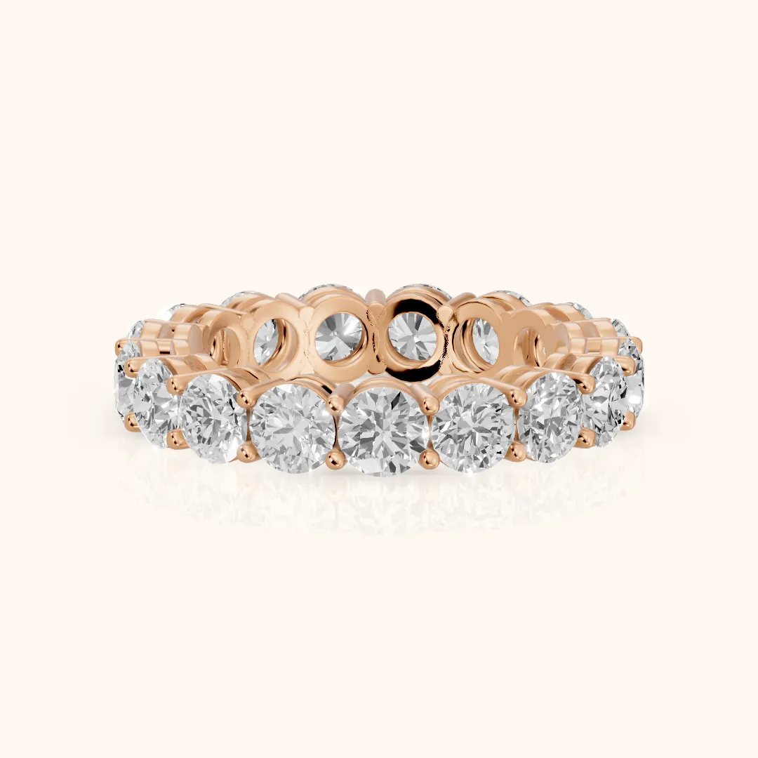 Camille Shared Prong Round Diamond Eternity Band in Rose Gold — view 2