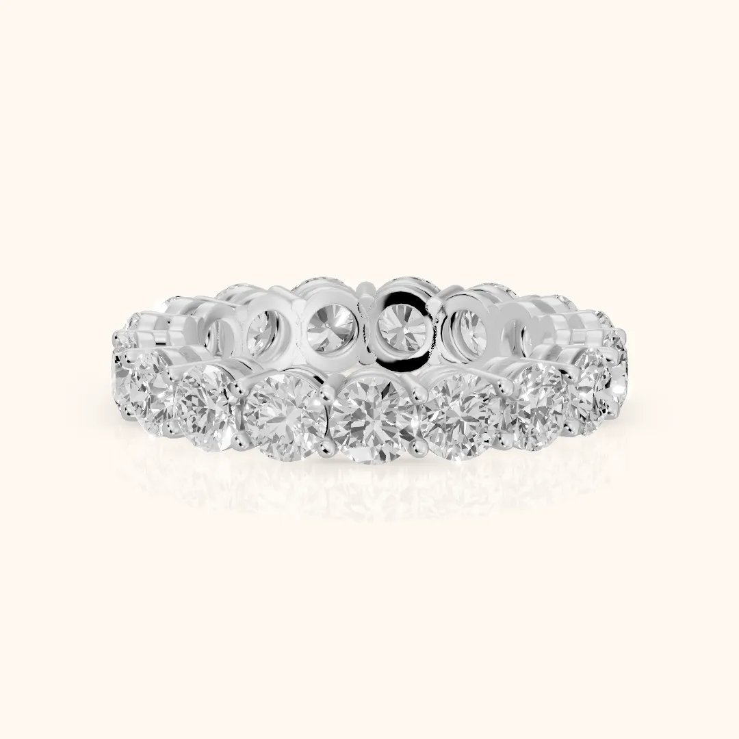 Camille Shared Prong Round Diamond Eternity Band in Silver — view 2