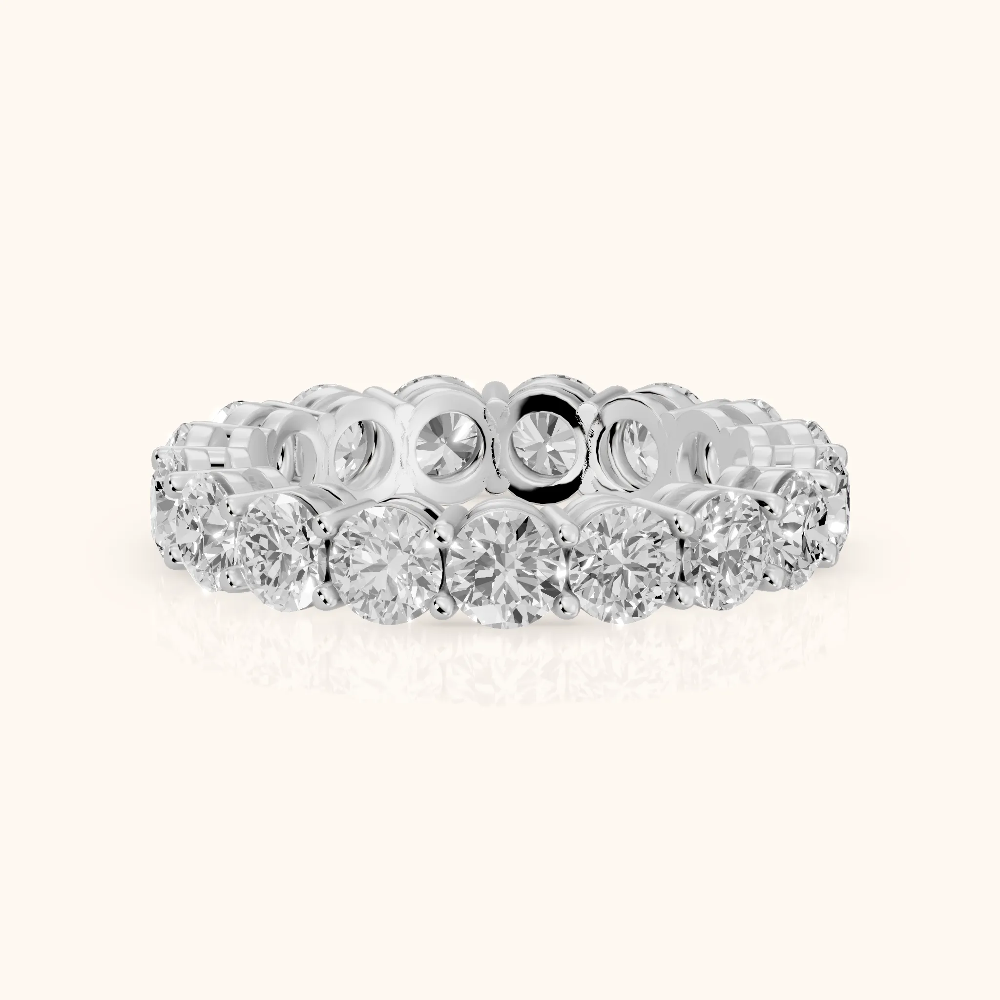 Camille Shared Prong Round Diamond Eternity Band in Silver — view 1