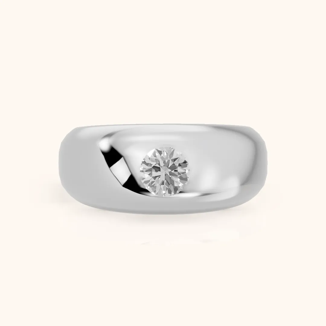 Noelle Bezel Round Diamond Wedding Band in Silver — view 2