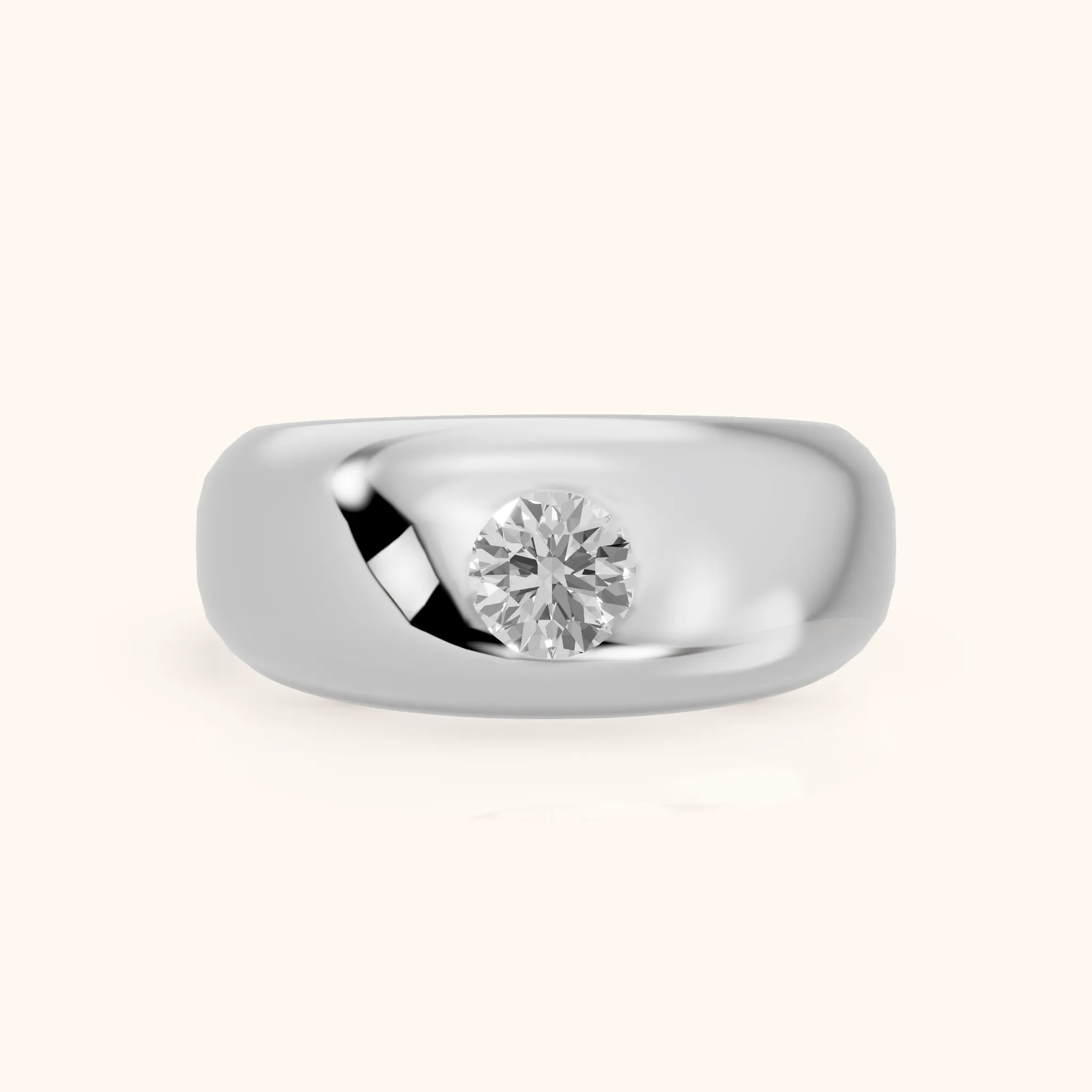 Noelle Bezel Round Diamond Wedding Band in Silver — view 1