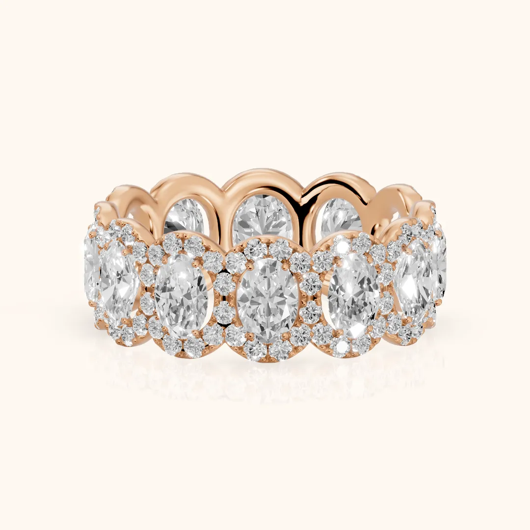 Delphine Pavé Oval Diamond Eternity Band in Rose Gold — view 2