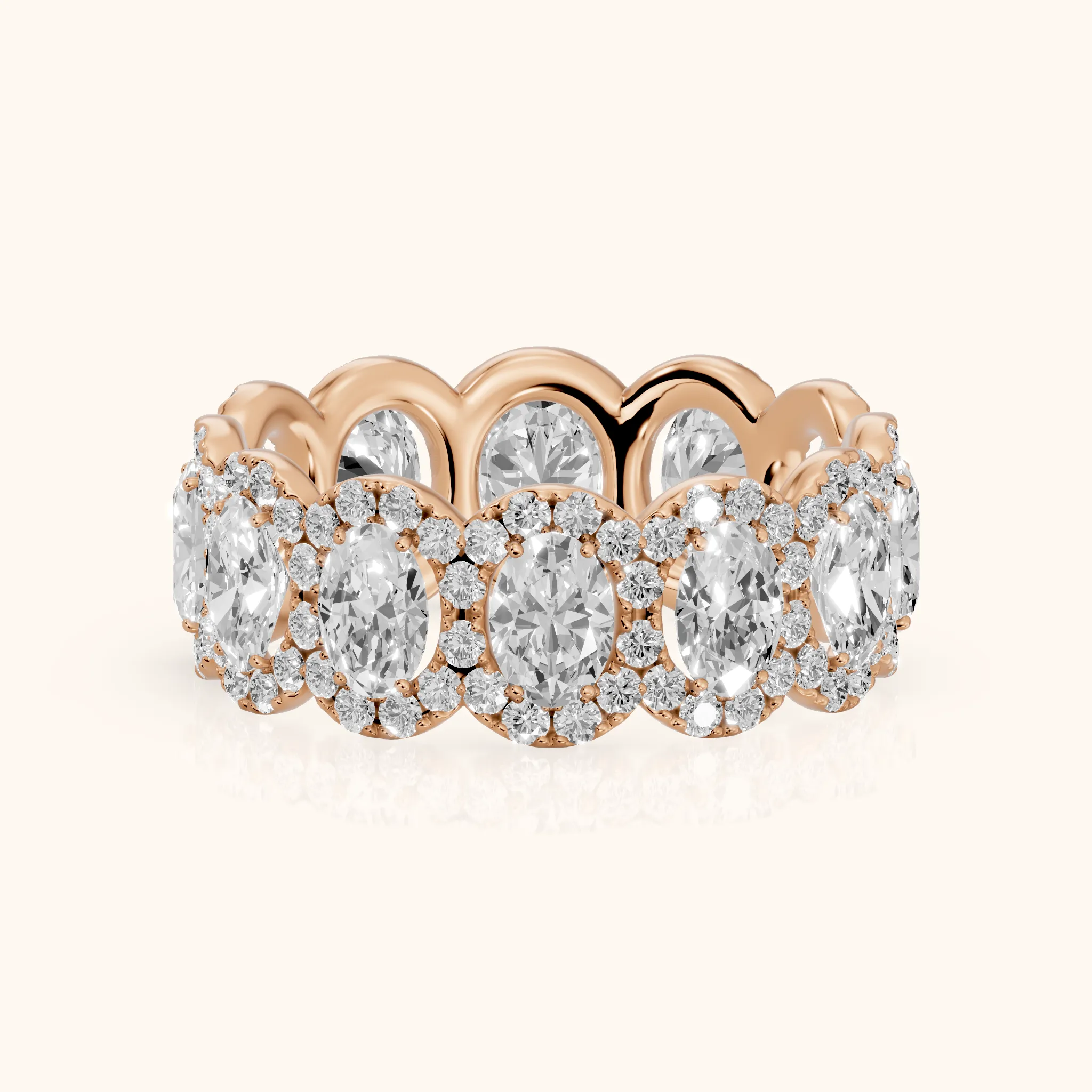 Delphine Pavé Oval Diamond Eternity Band in Rose Gold — view 1