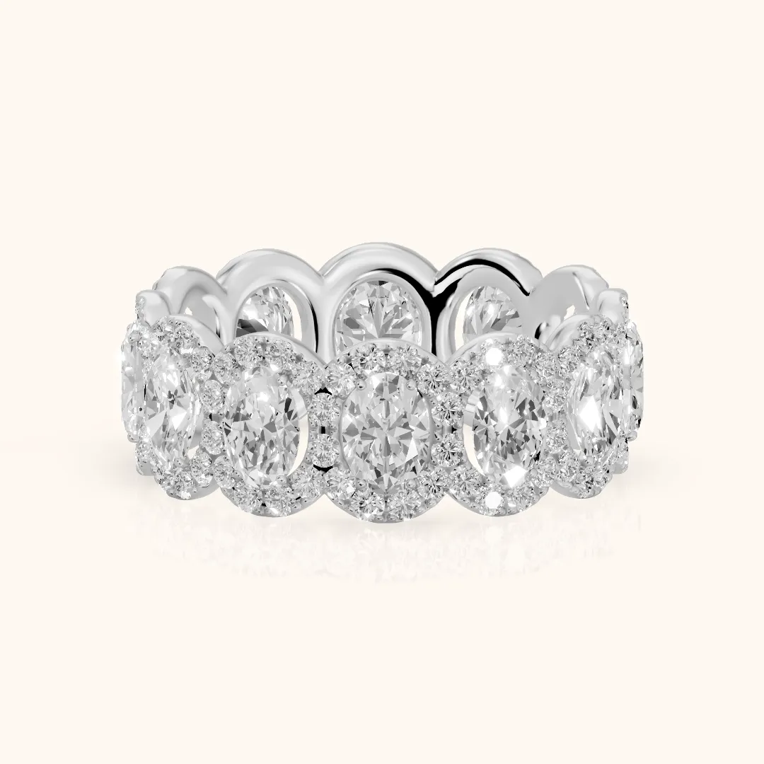 Delphine Pavé Oval Diamond Eternity Band in Silver — view 2