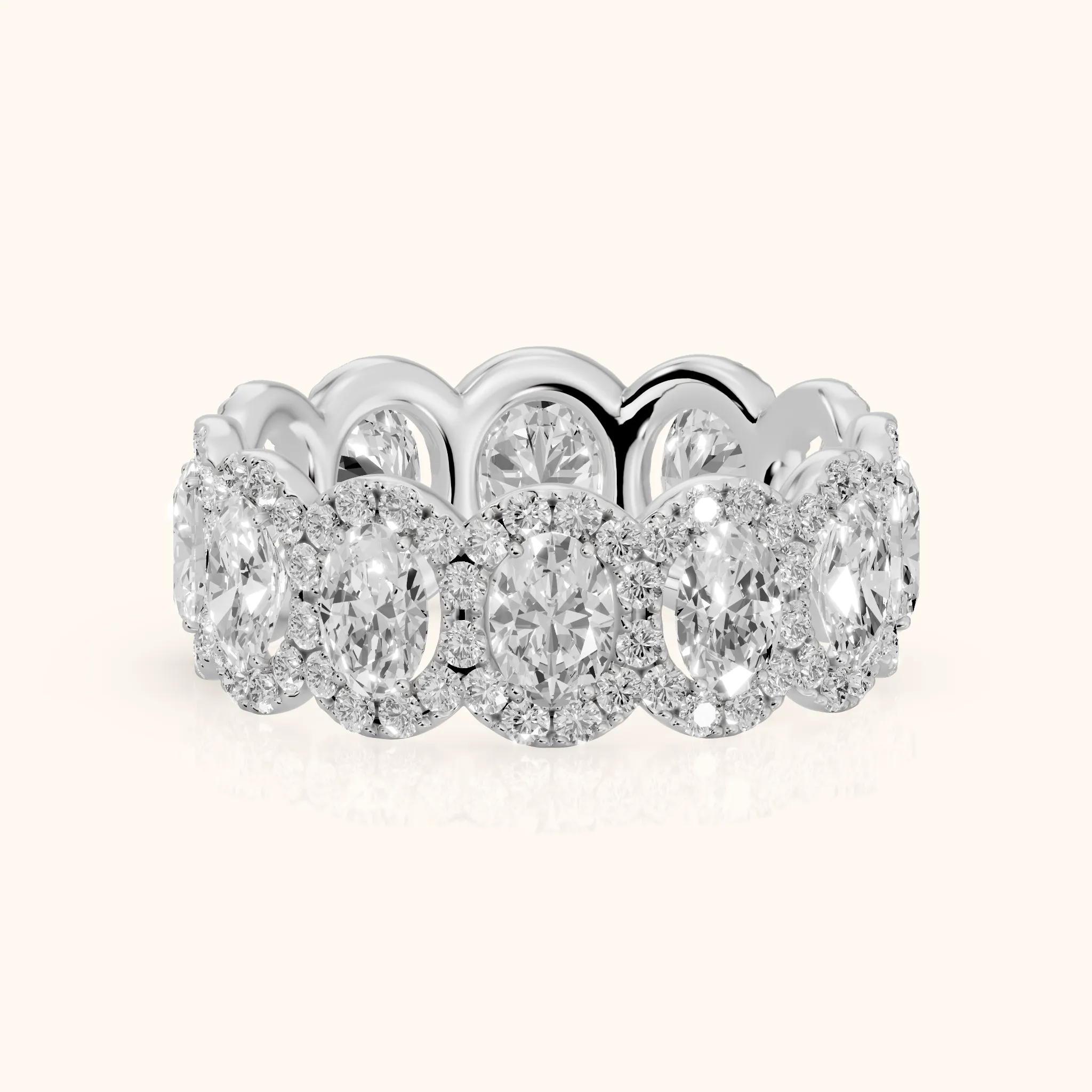 Delphine Pavé Oval Diamond Eternity Band in Silver — view 1