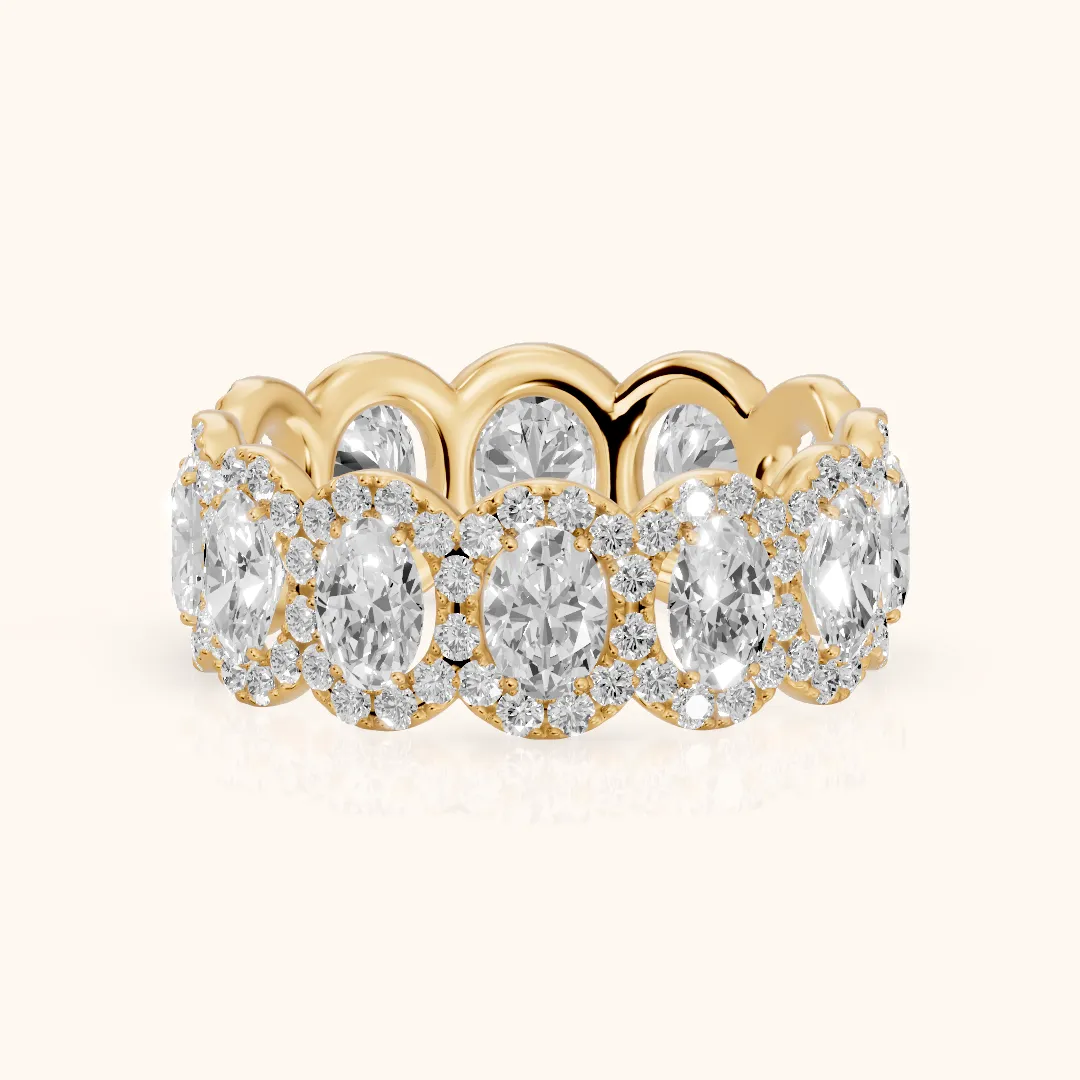 Delphine Pavé Oval Diamond Eternity Band in Yellow Gold — view 2