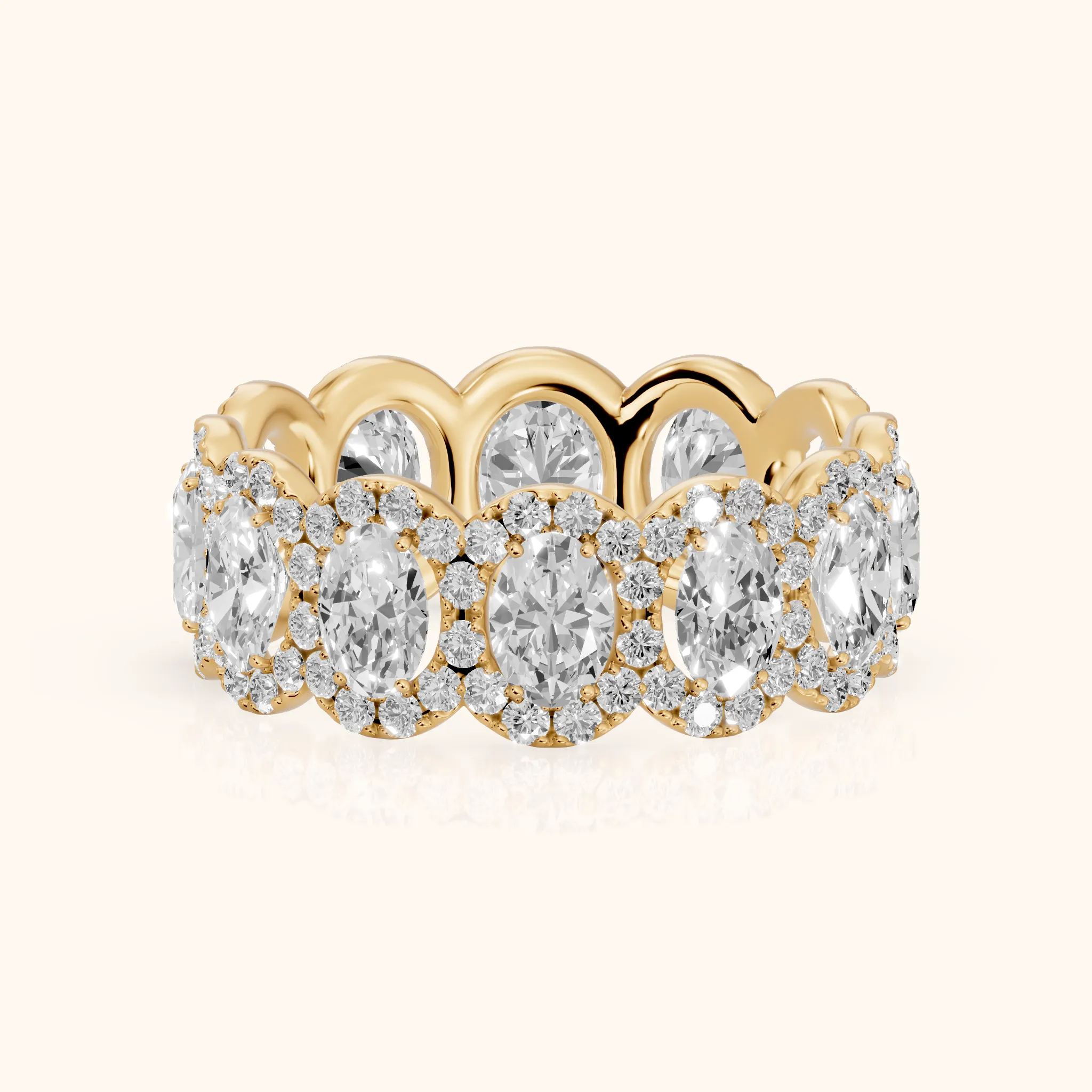 Delphine Pavé Oval Diamond Eternity Band in Yellow Gold — view 1