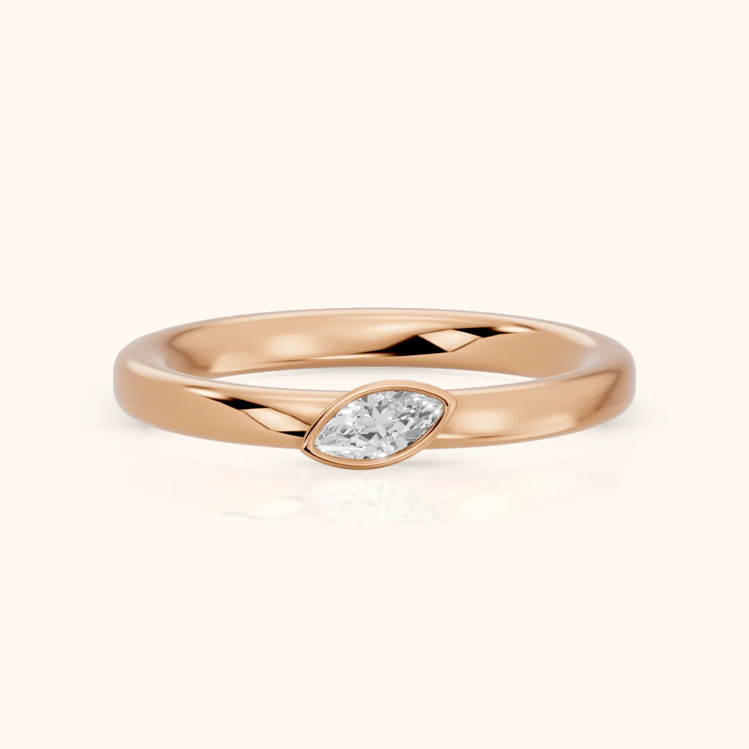 Renee Bezel Marquise Diamond Wedding Band in Rose Gold — view 2